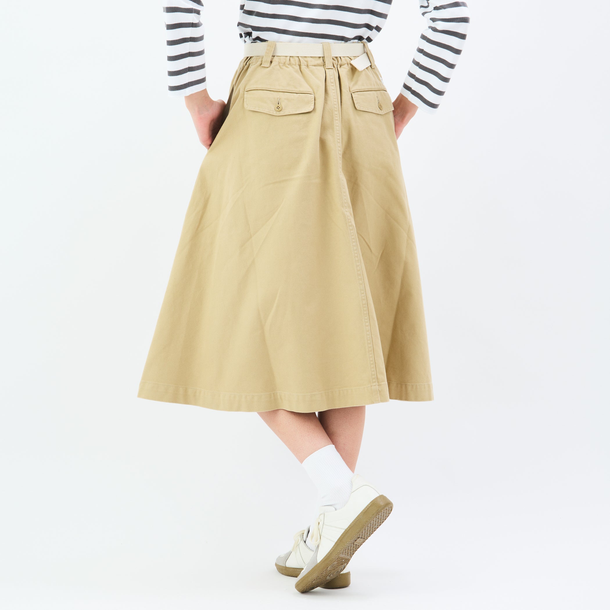 Women's French Worker Serge Belted Skirt