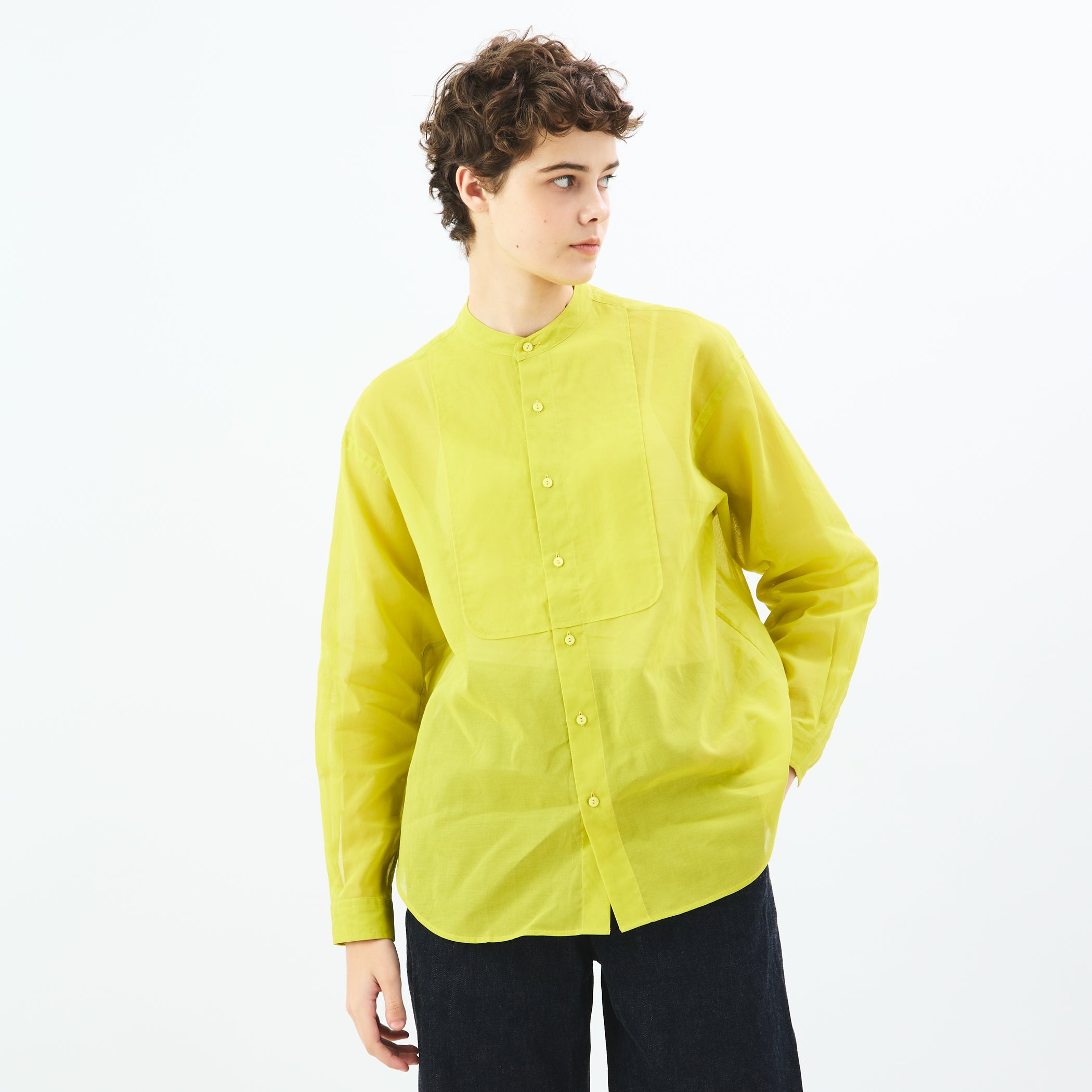 Women's Cotton Voile Band Collar Shirt