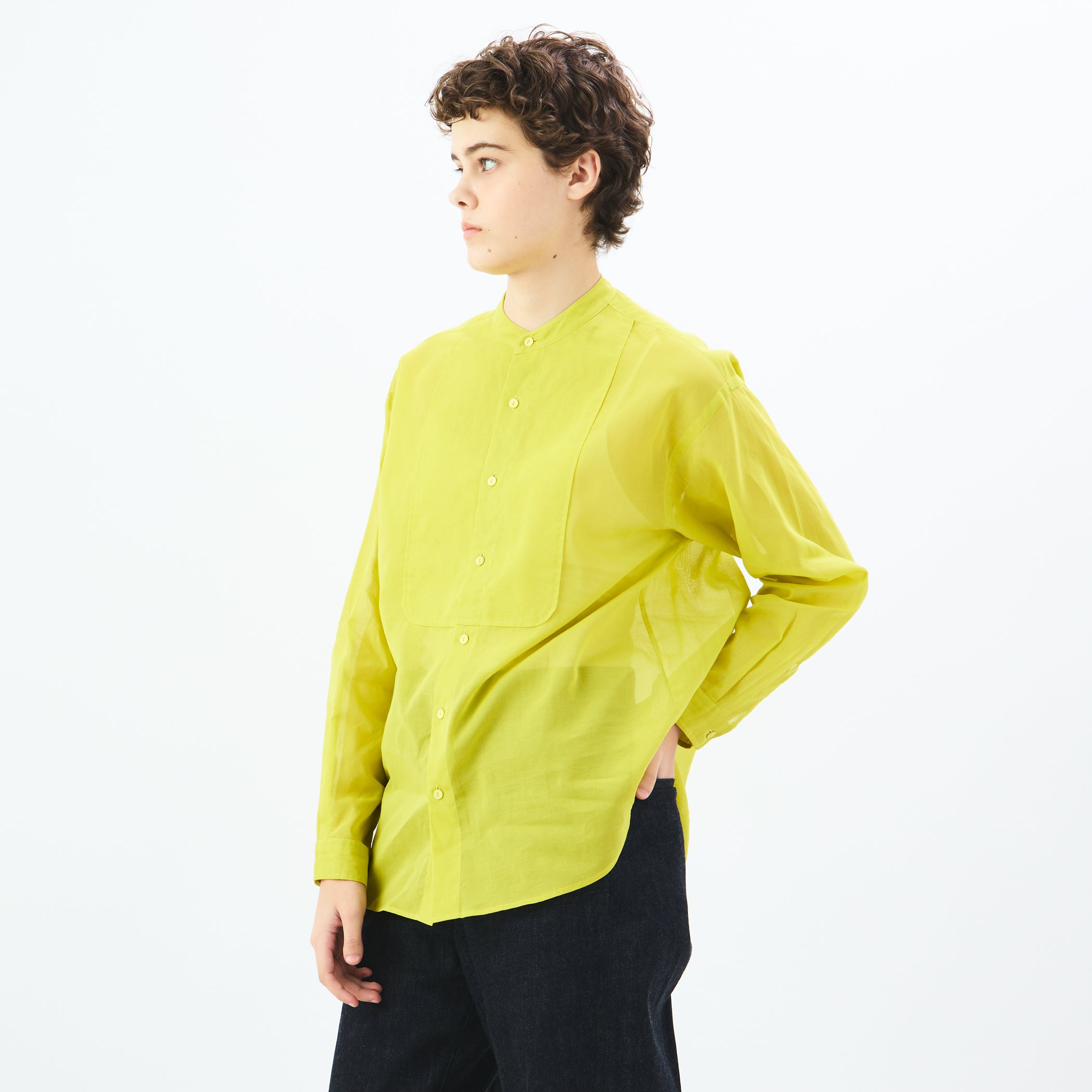 Women's Cotton Voile Band Collar Shirt