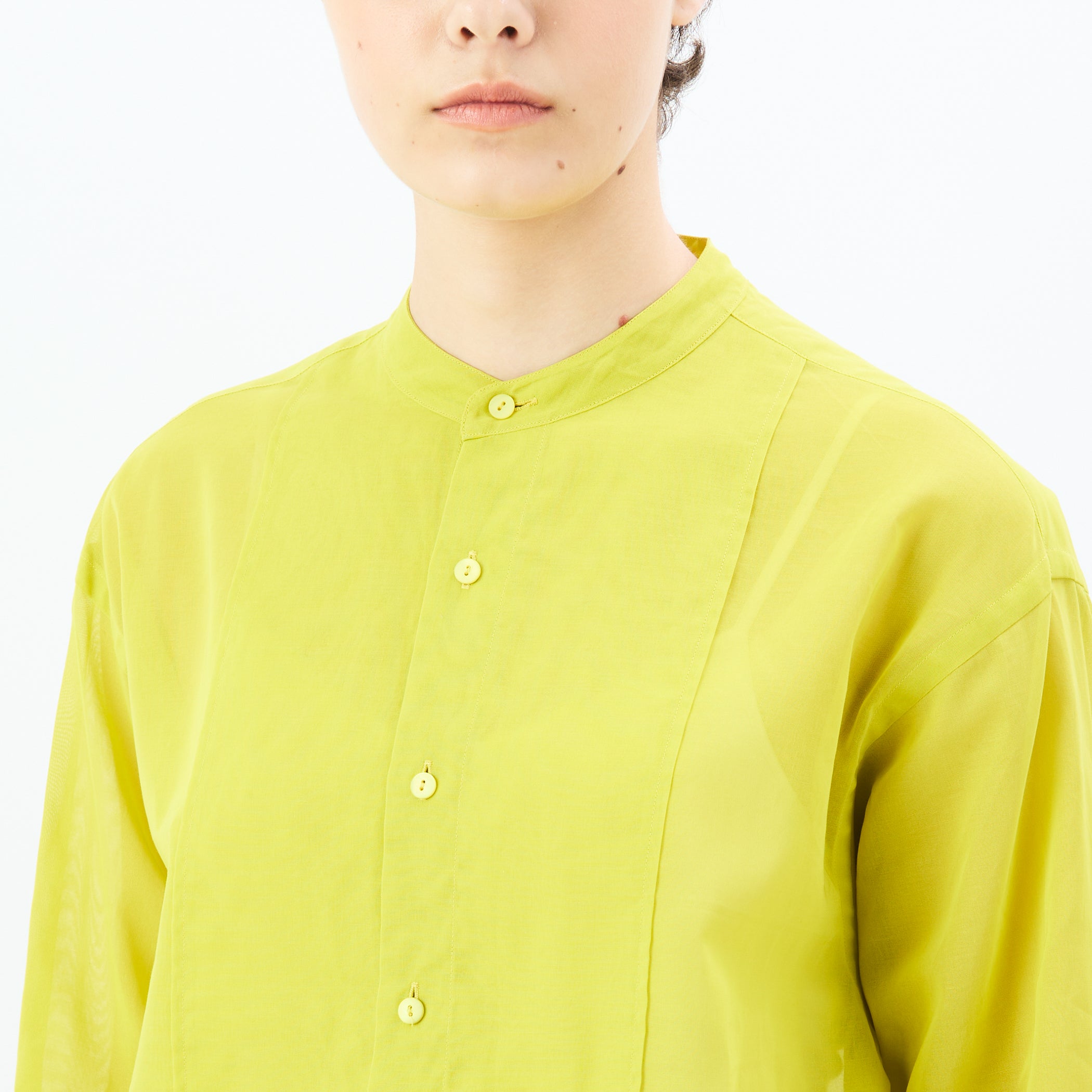 Women's Cotton Voile Band Collar Shirt