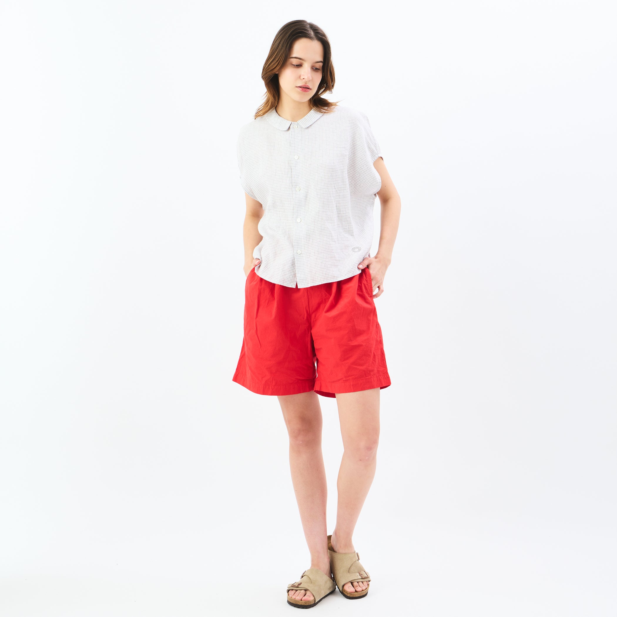 Women's Linen Sleeveless Shirt Check