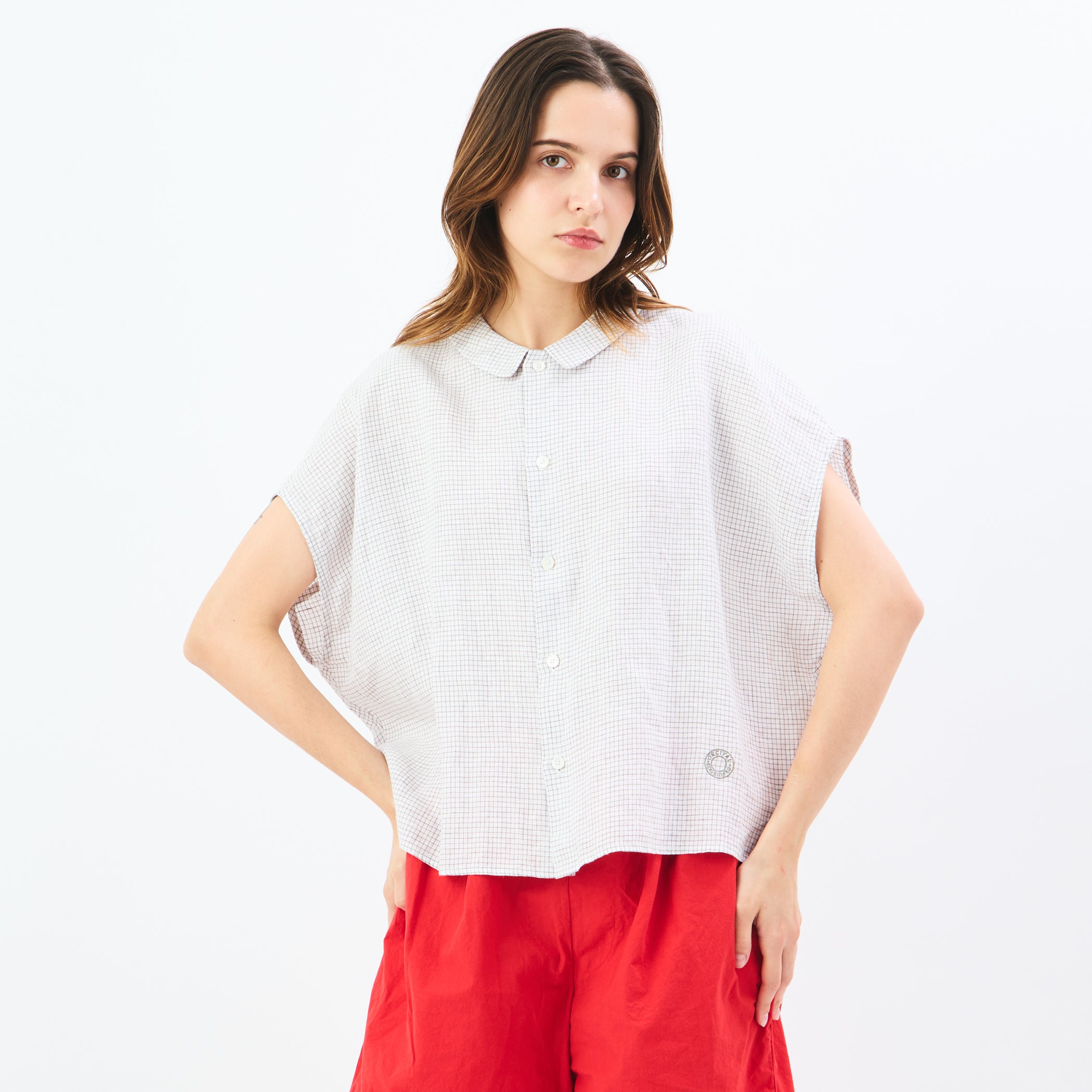 Women's Linen Sleeveless Shirt Check