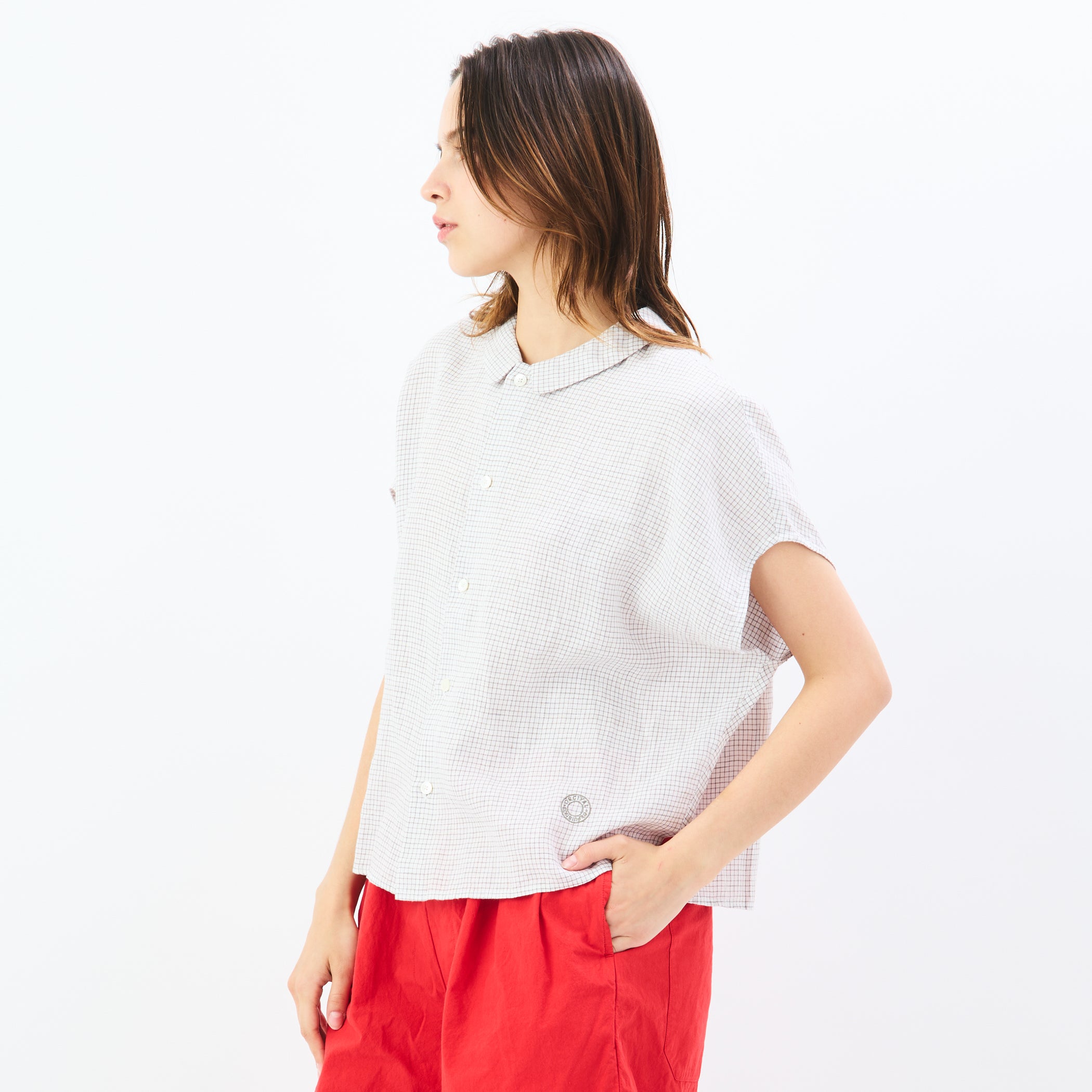 Women's Linen Sleeveless Shirt Check