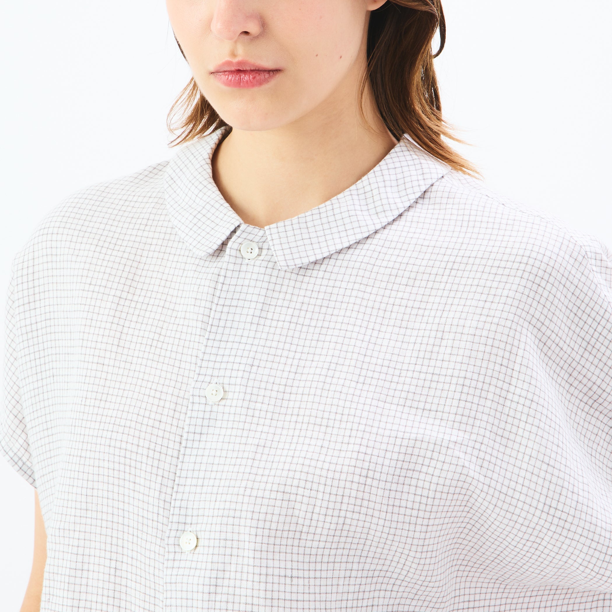 Women's Linen Sleeveless Shirt Check
