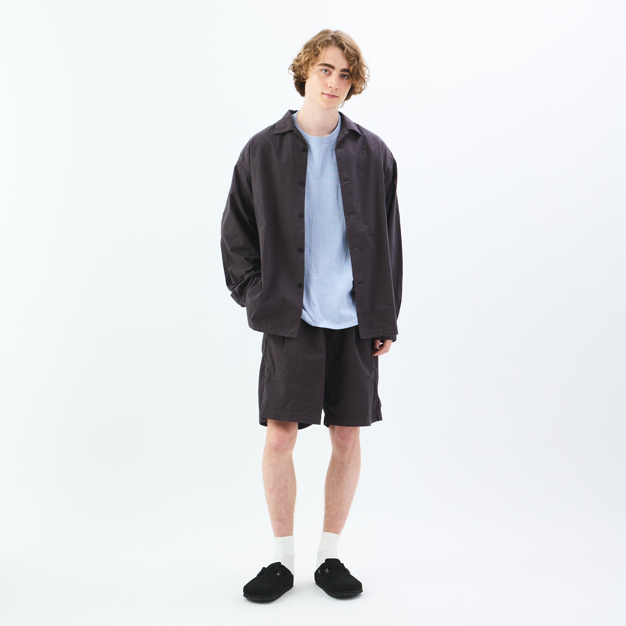 Garment Dye Poplin Open Collar Shirt