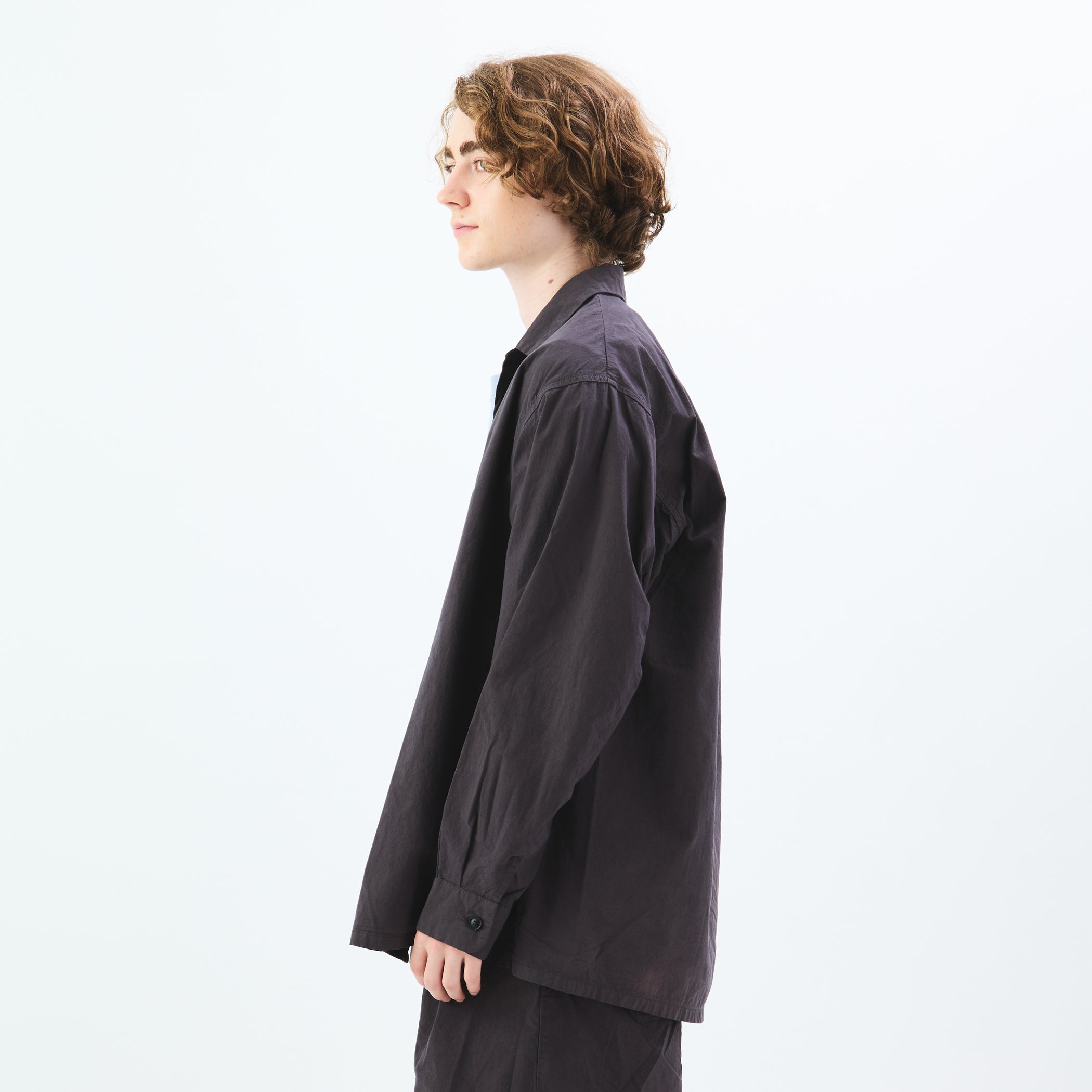 Garment Dye Poplin Open Collar Shirt