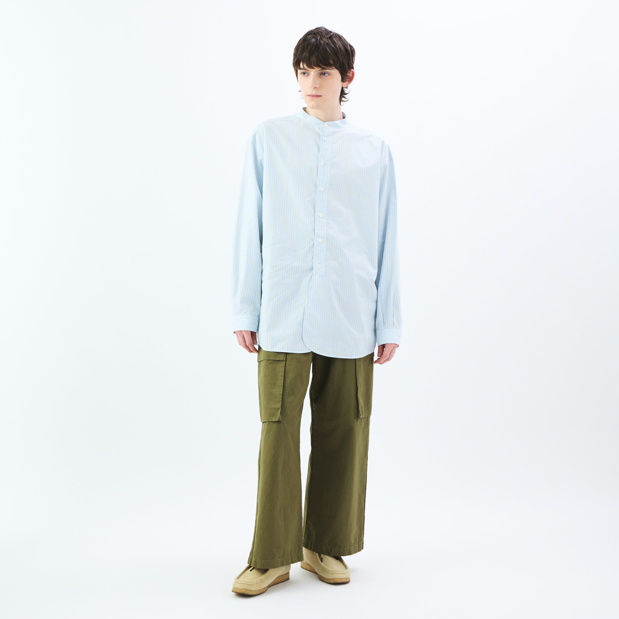 Typewriter Band Collar Shirt