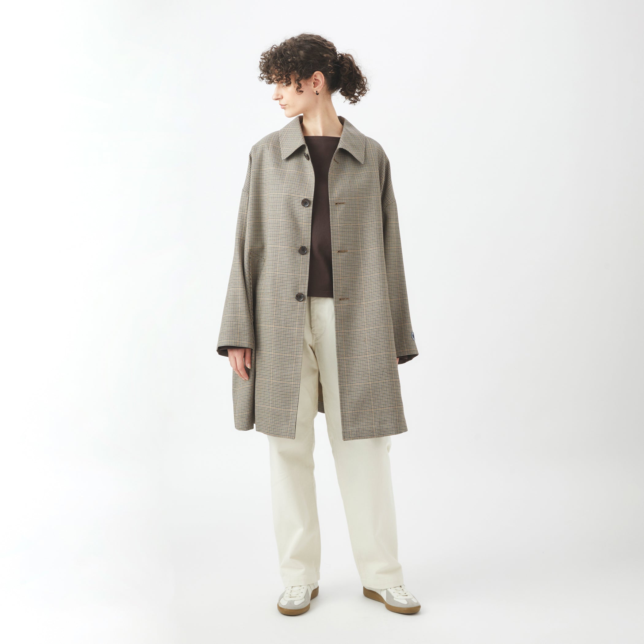 Women's Wool Check Bal Collar Coat