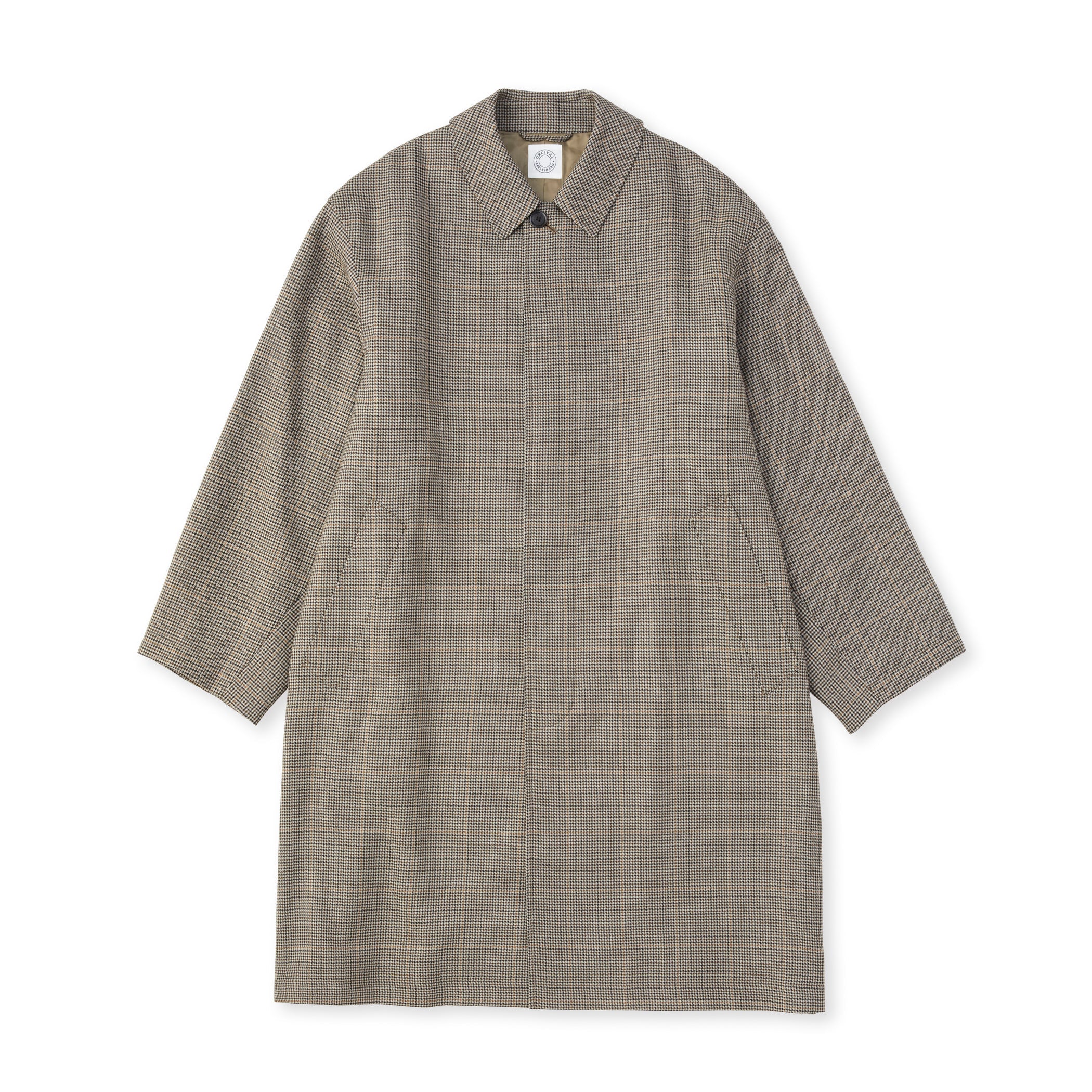 Men's Wool Check Bal Collar Coat