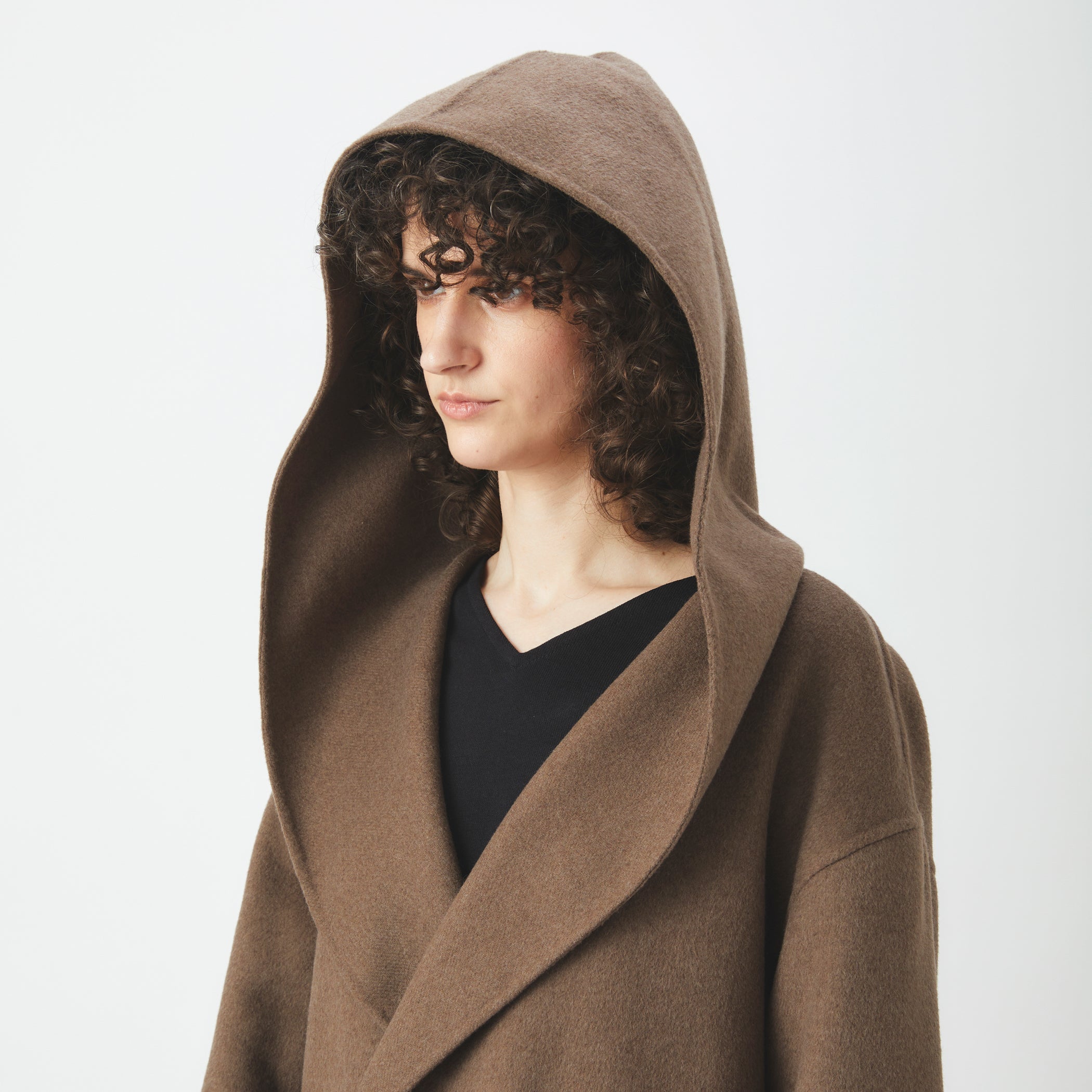 Women's Wool Beaver Hooded Short Coat