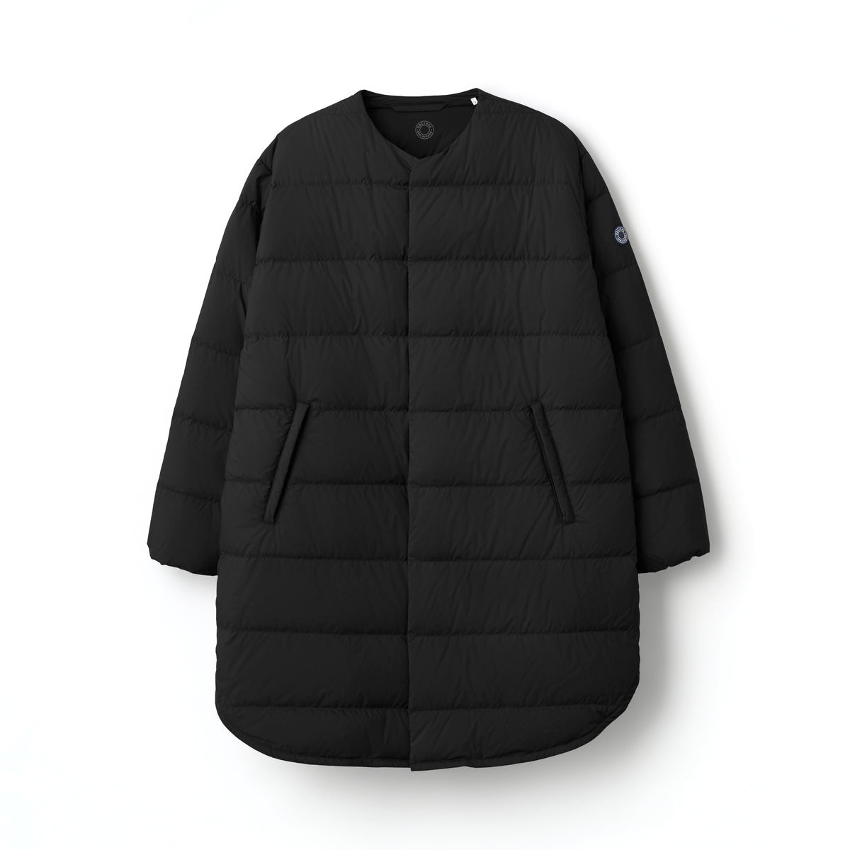 Women's Polyester Taffeta Round Neck Long Coat