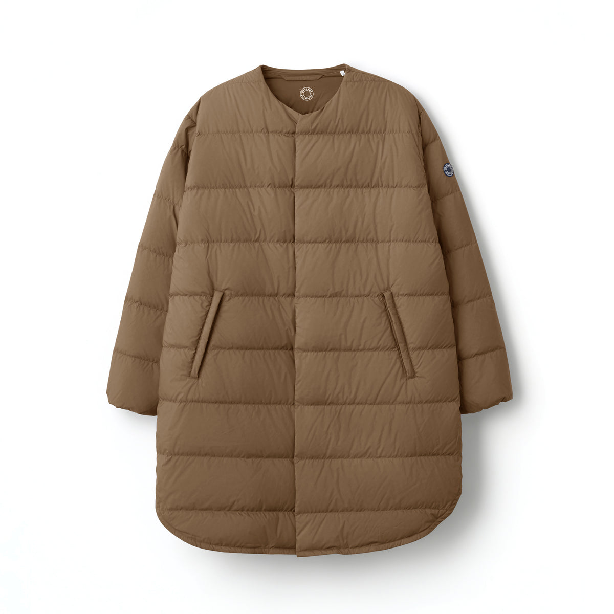 Women's Polyester Taffeta Round Neck Long Coat
