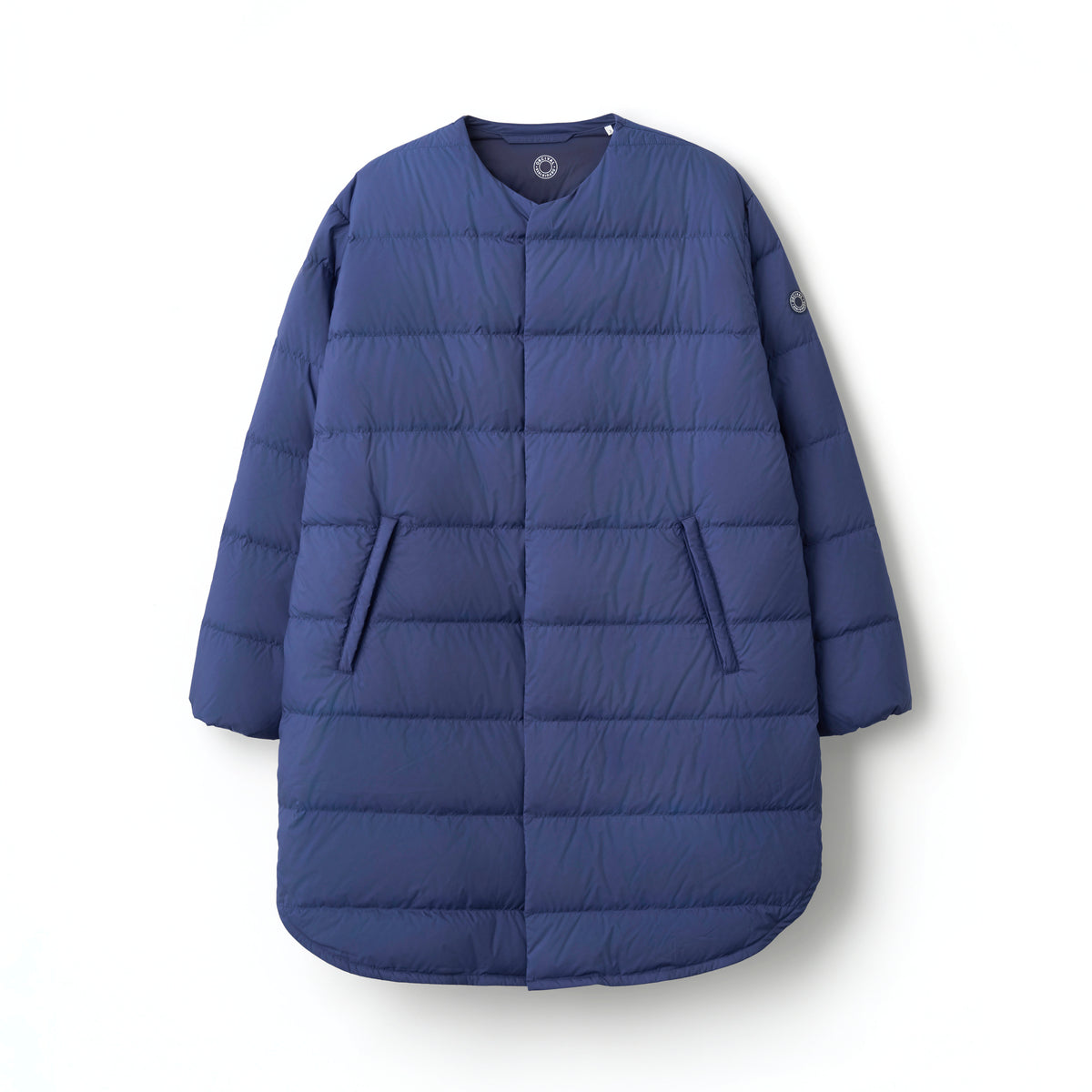 Women's Polyester Taffeta Round Neck Long Coat