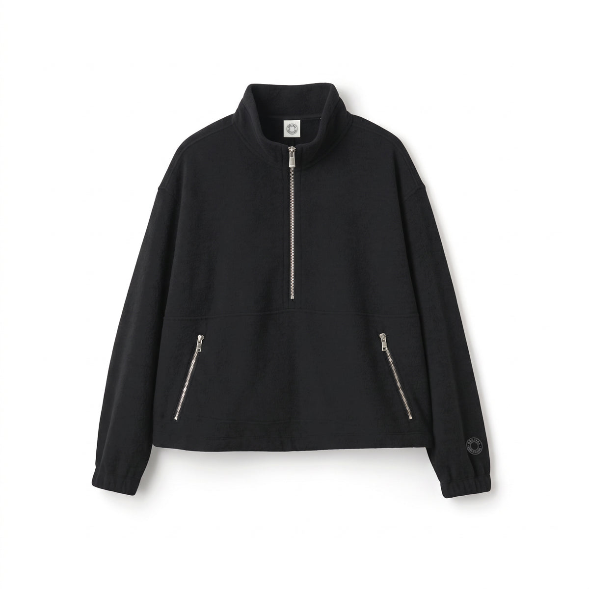 Napping Brushed Fleece Stand Collar Zip Pullover