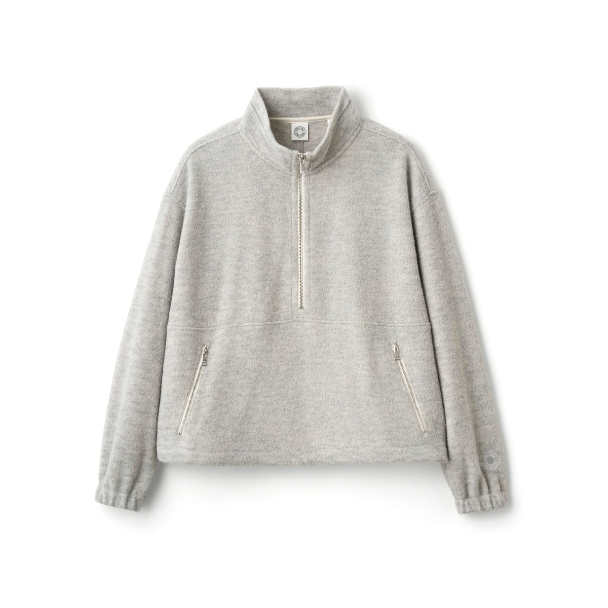 Napping Brushed Fleece Stand Collar Zip Pullover