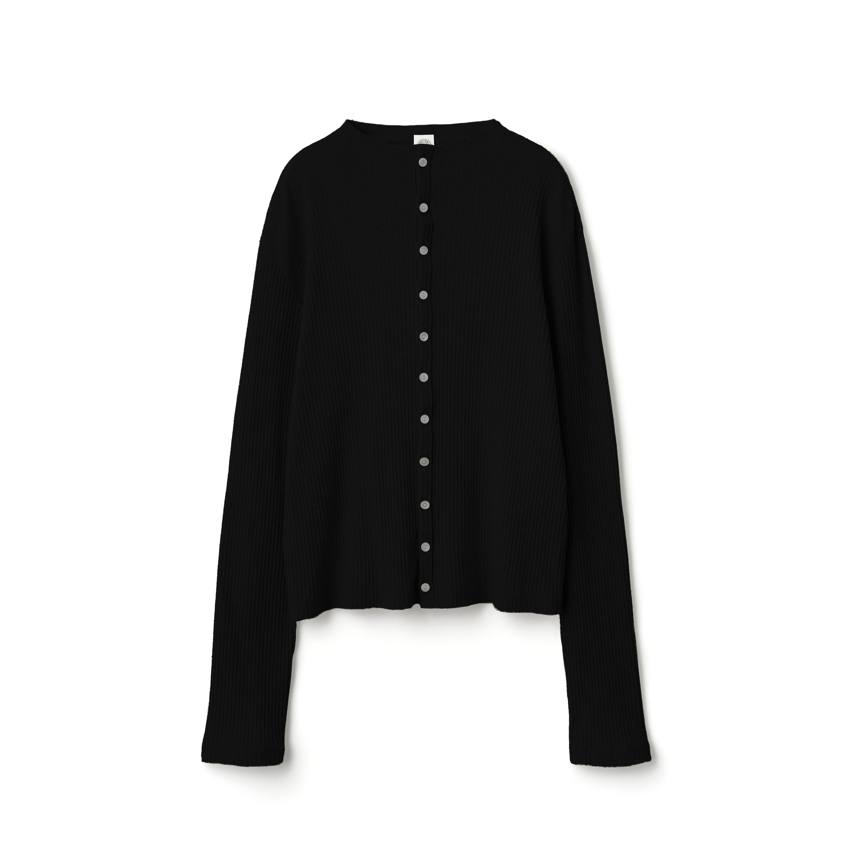 Women's Vintage Like Rib Mock Neck Cardigan
