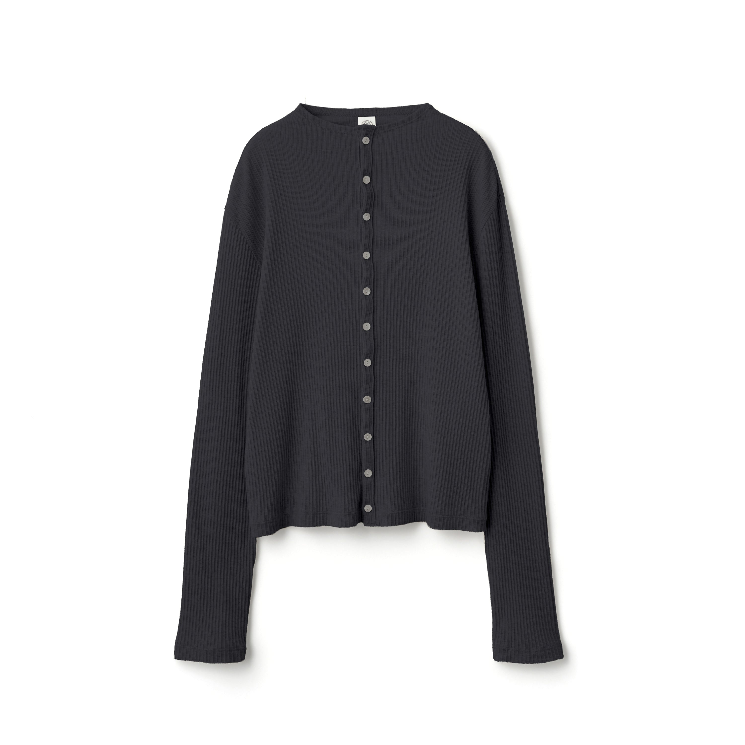 Women's Vintage Like Rib Mock Neck Cardigan