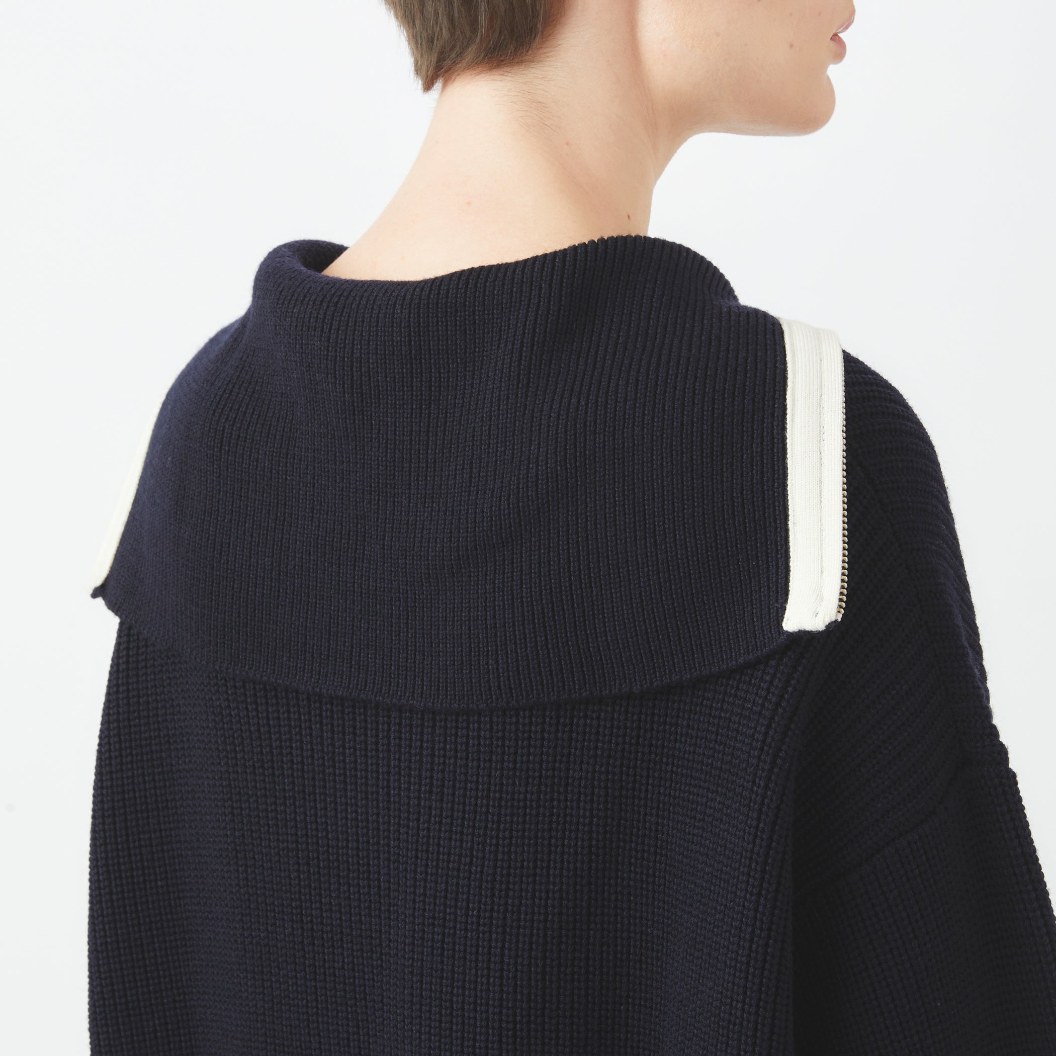 Women's Sailor Collar Half Zip Knit