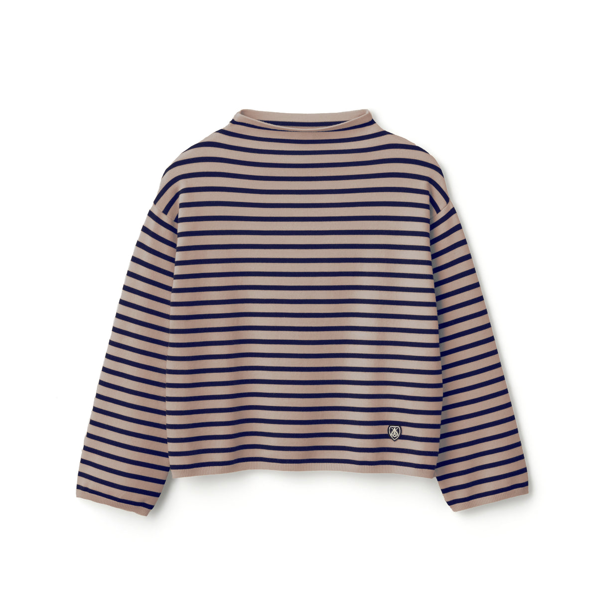 Women's Wool Planting Stripe Knit Mock Neck Pullover
