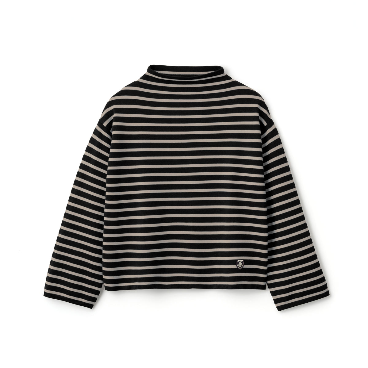 Women's Wool Planting Stripe Knit Mock Neck Pullover