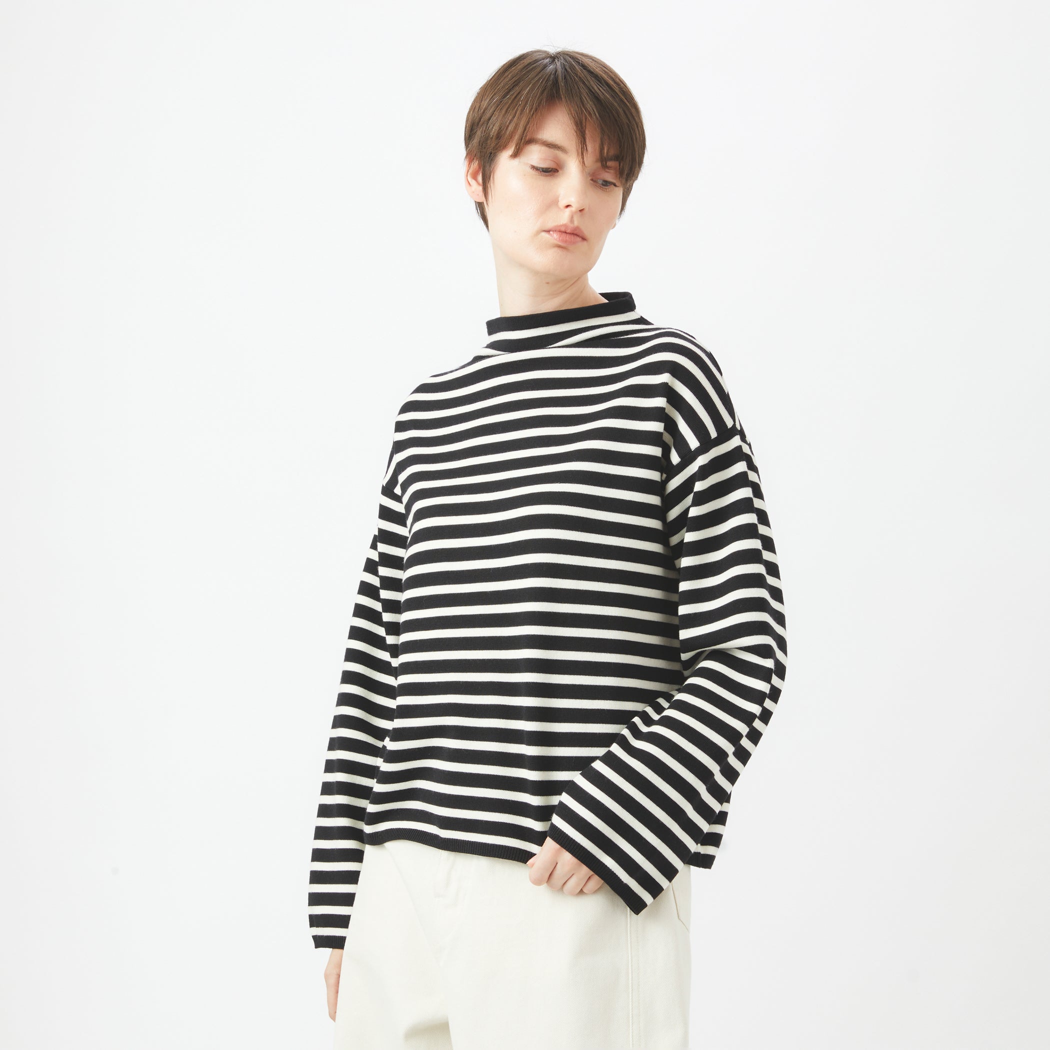 Women's Wool Plating Mock Neck Knit