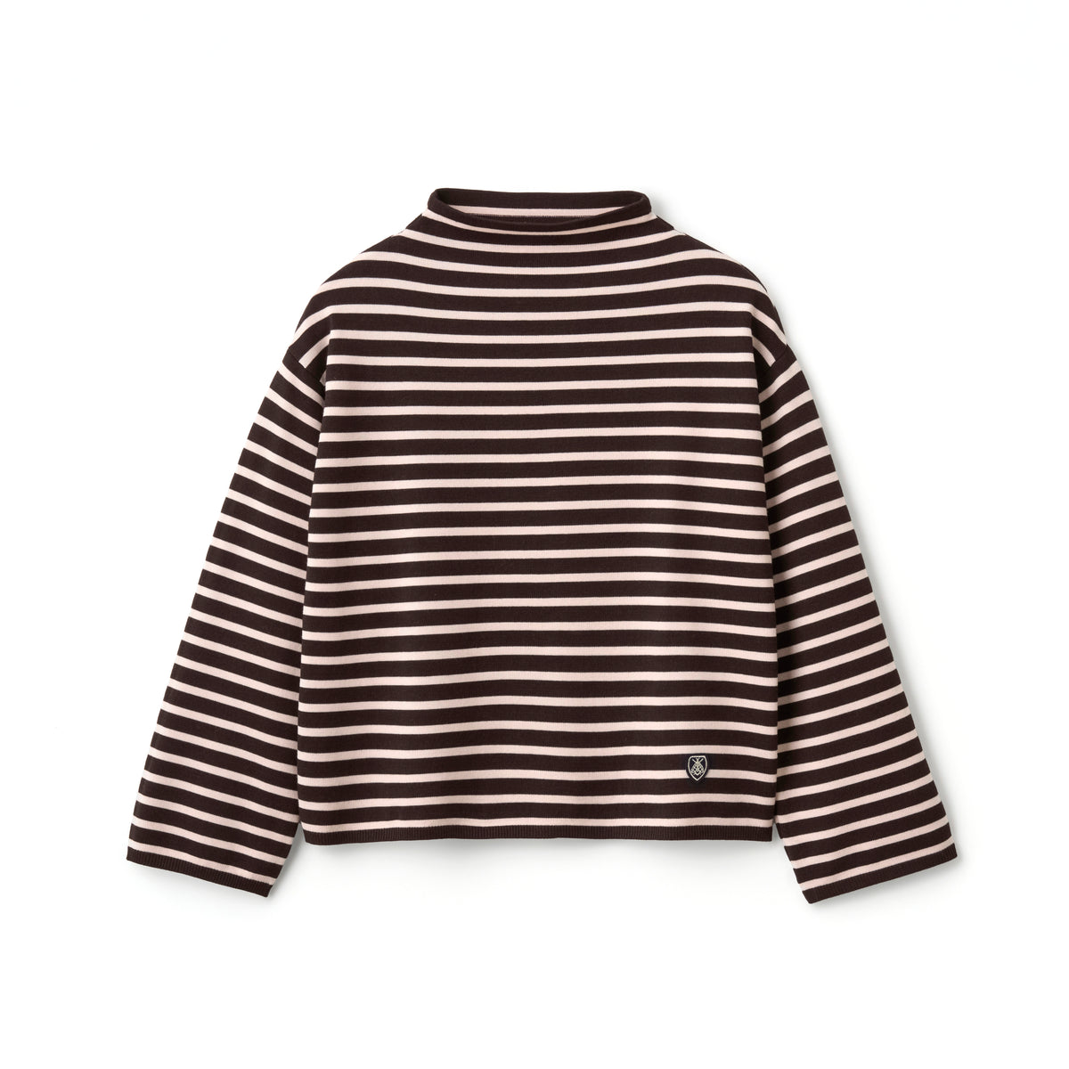 Women's Wool Planting Stripe Knit Mock Neck Pullover