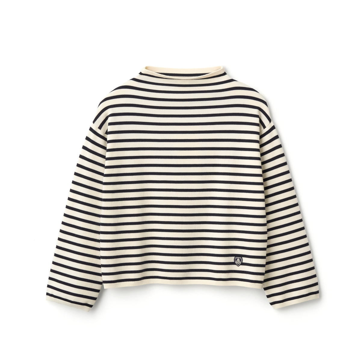 Women's Wool Planting Stripe Knit Mock Neck Pullover