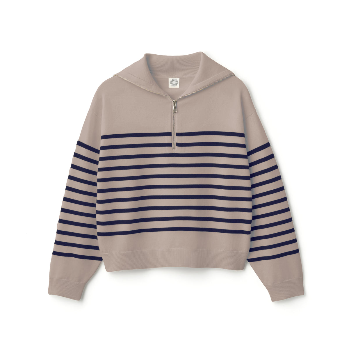 Women's Wool Planting Stripe Knit Sailor Collar Pullover
