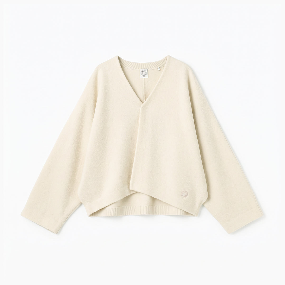 Women's Boiled Wool Jersey V Neck Dolman Sleeve Cardigan