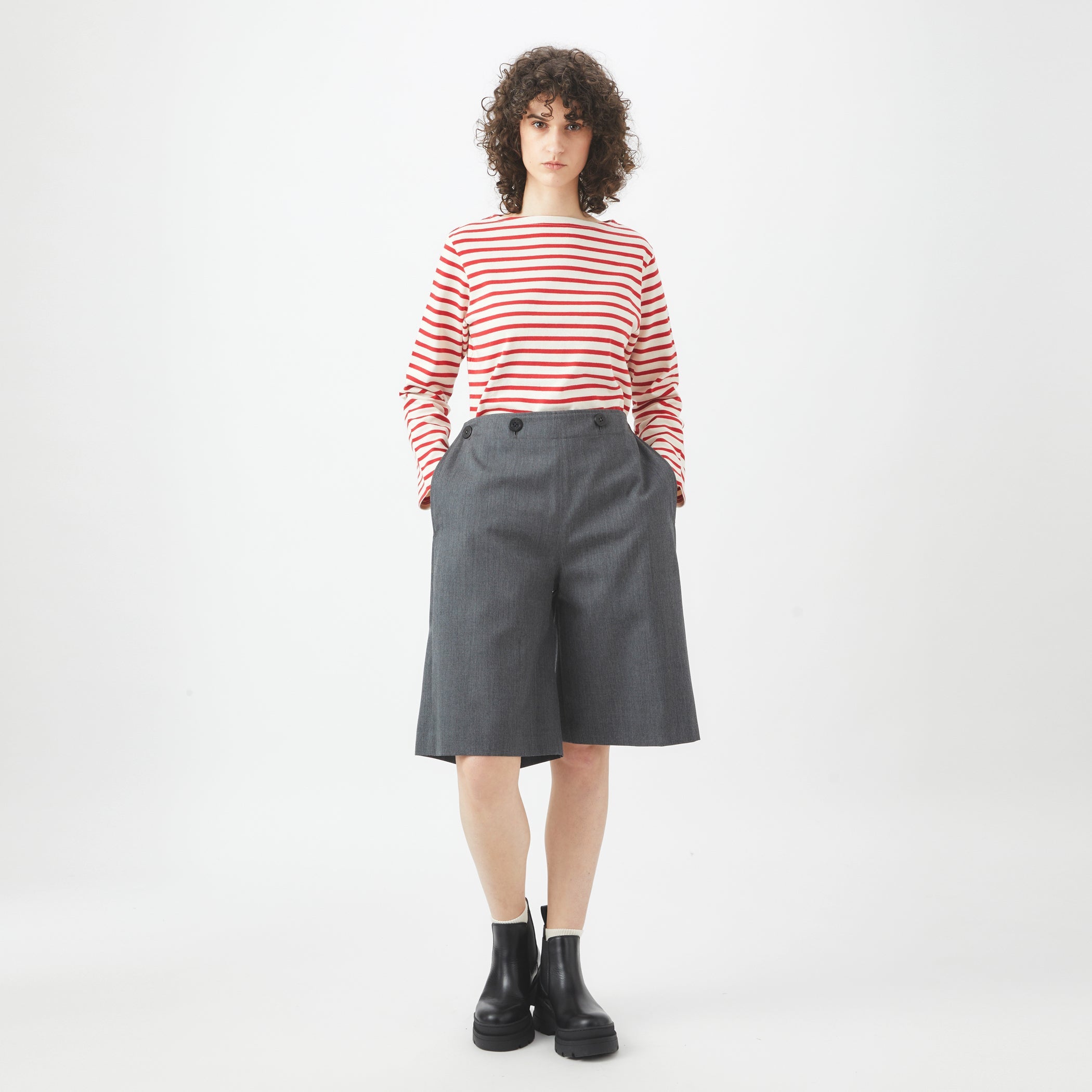 Women's Wool Twill Sailor Culottes Pants