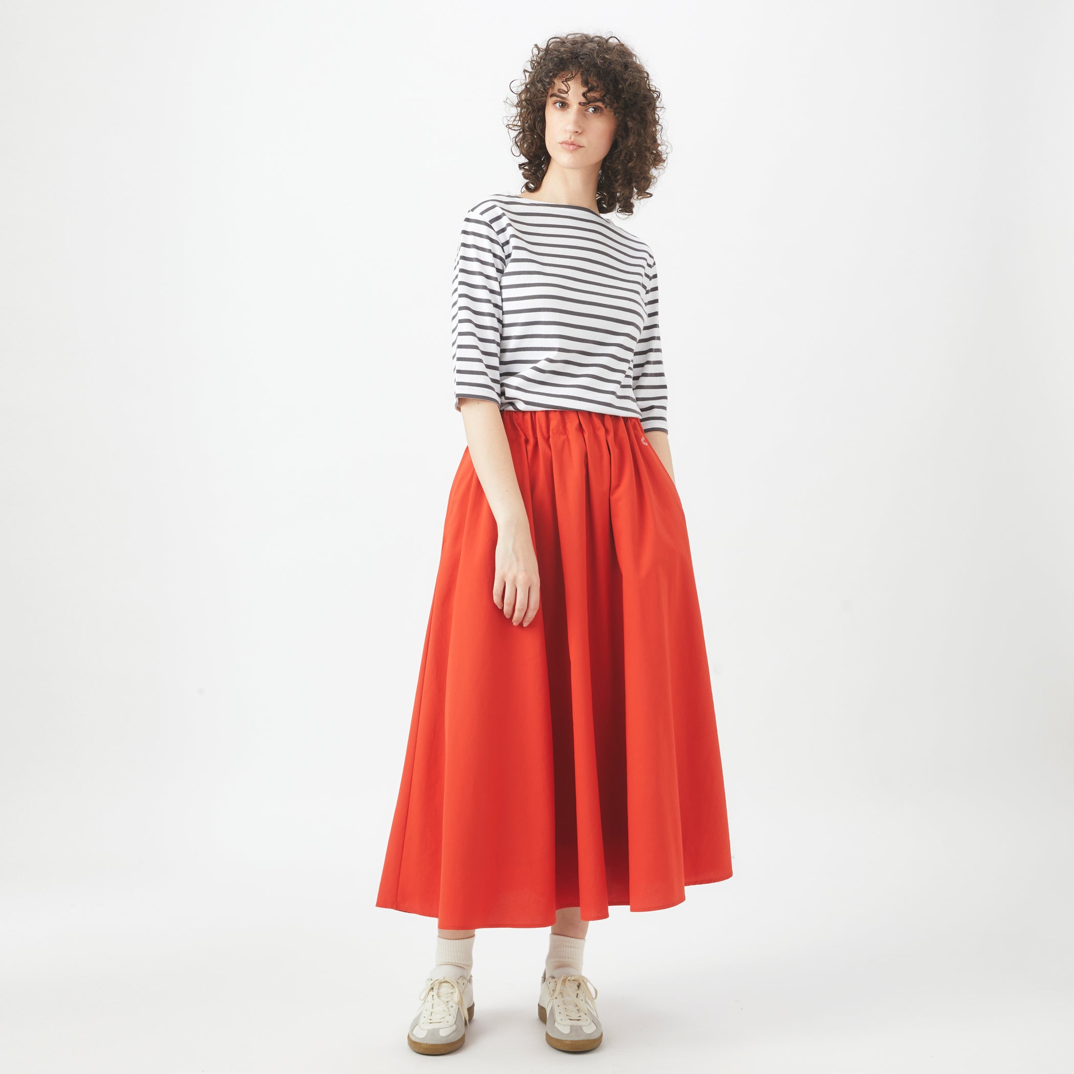 Women's Polyester Typewriter Waist Gather Skirt