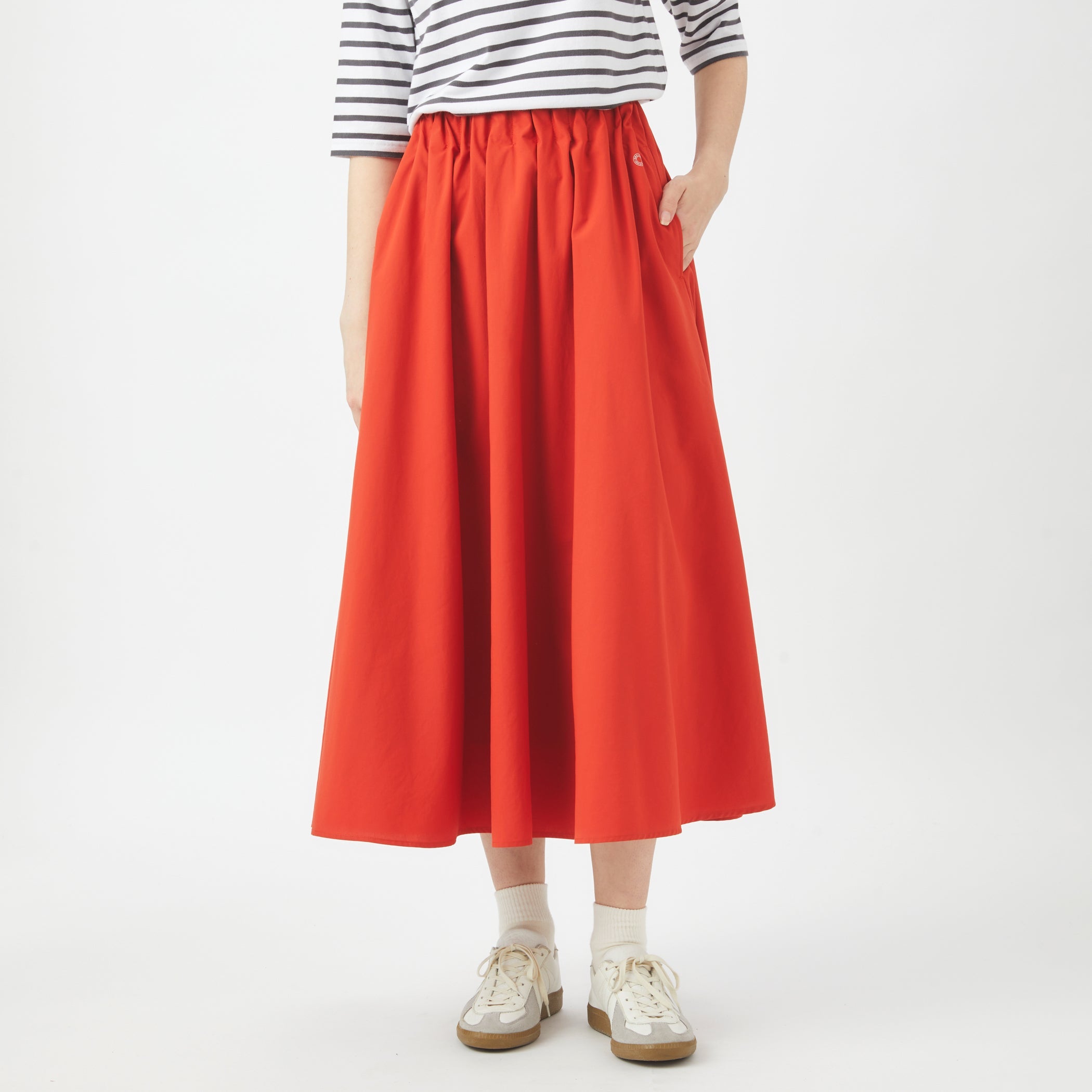 Women's Polyester Typewriter Waist Gather Skirt