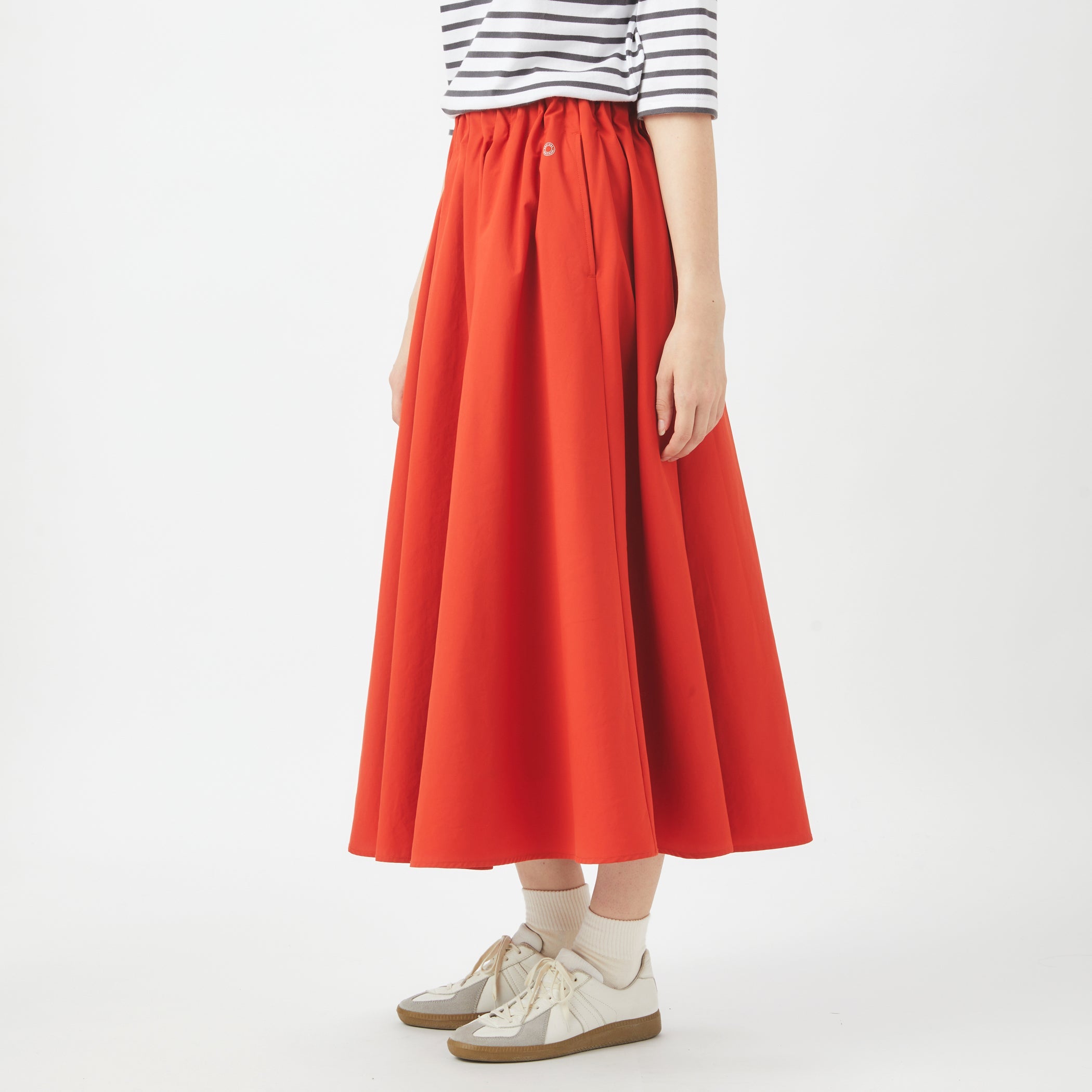 Women's Polyester Typewriter Waist Gather Skirt