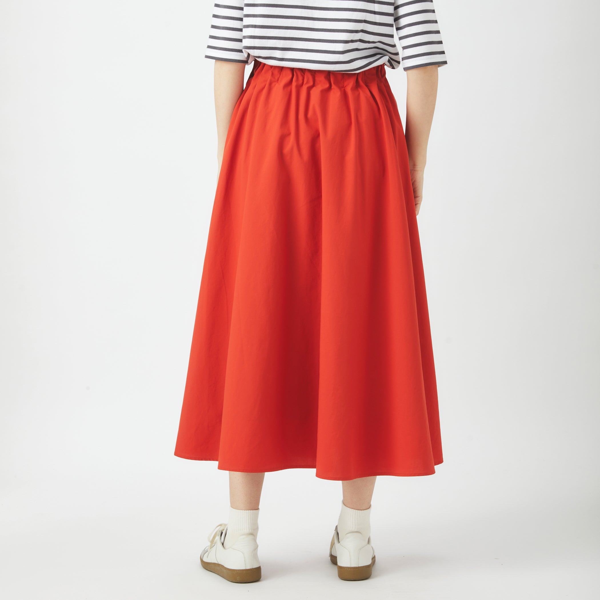 Women's Polyester Typewriter Waist Gather Skirt