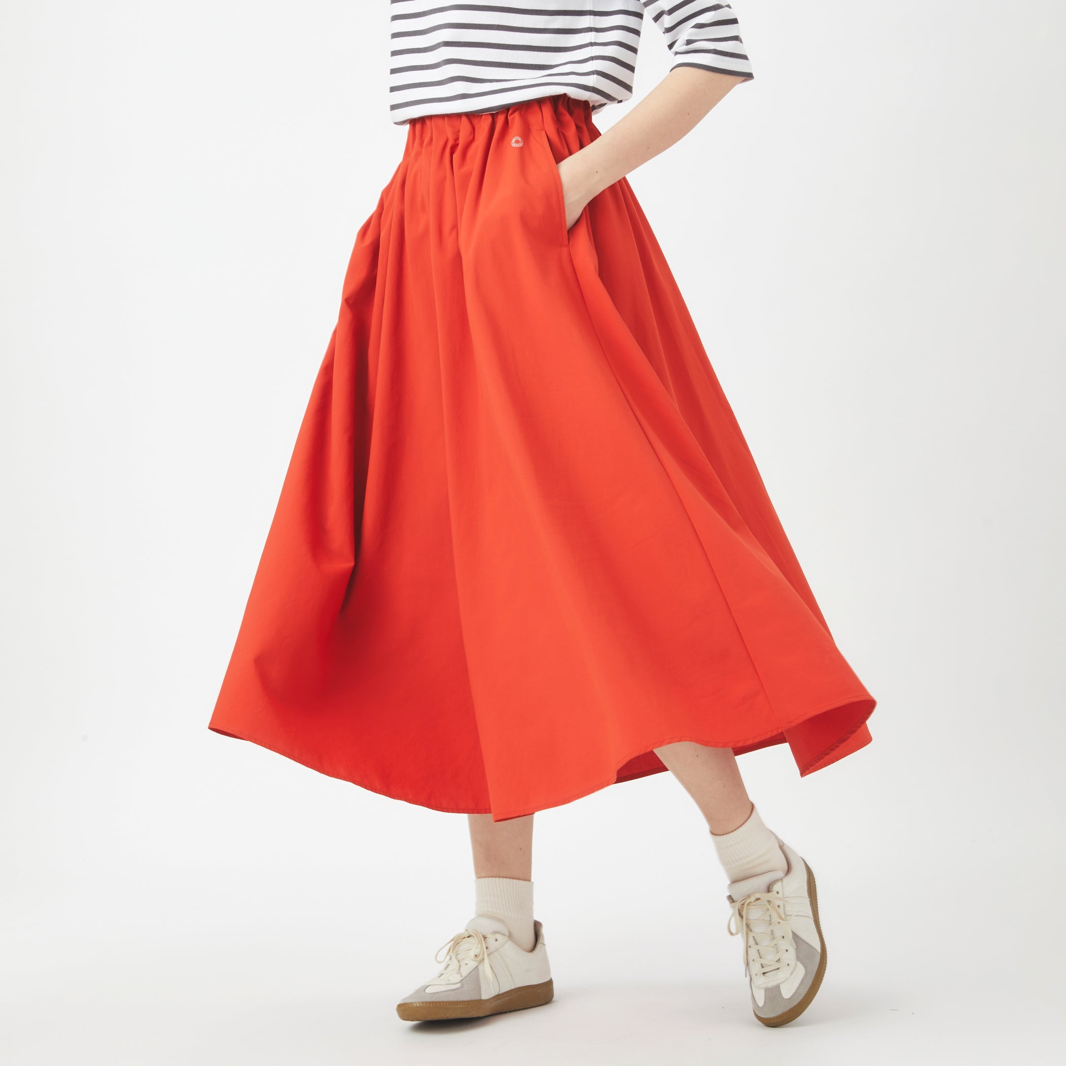 Women's Polyester Typewriter Waist Gather Skirt