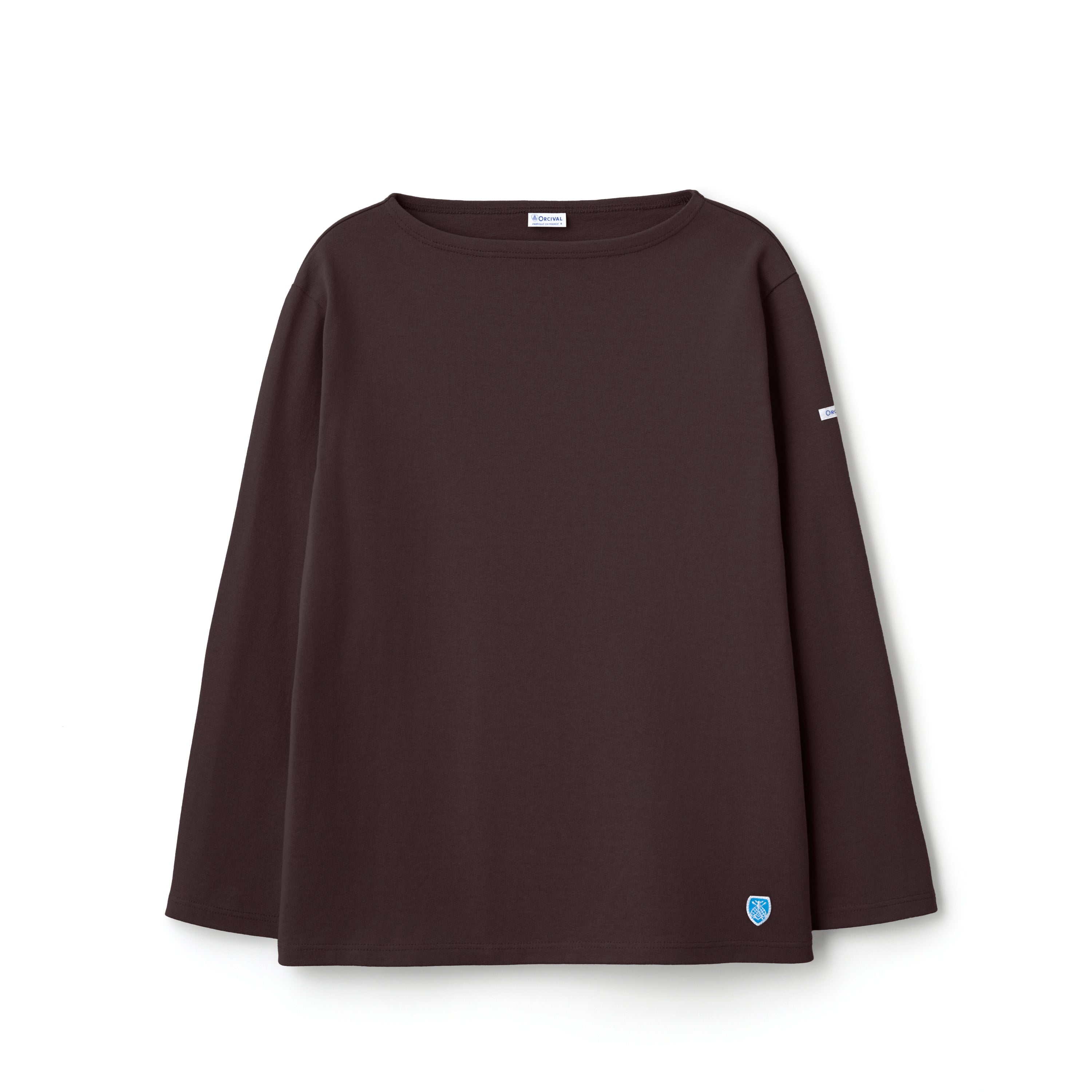 Cotton Lourd Boat Neck Basque Shirt Solid