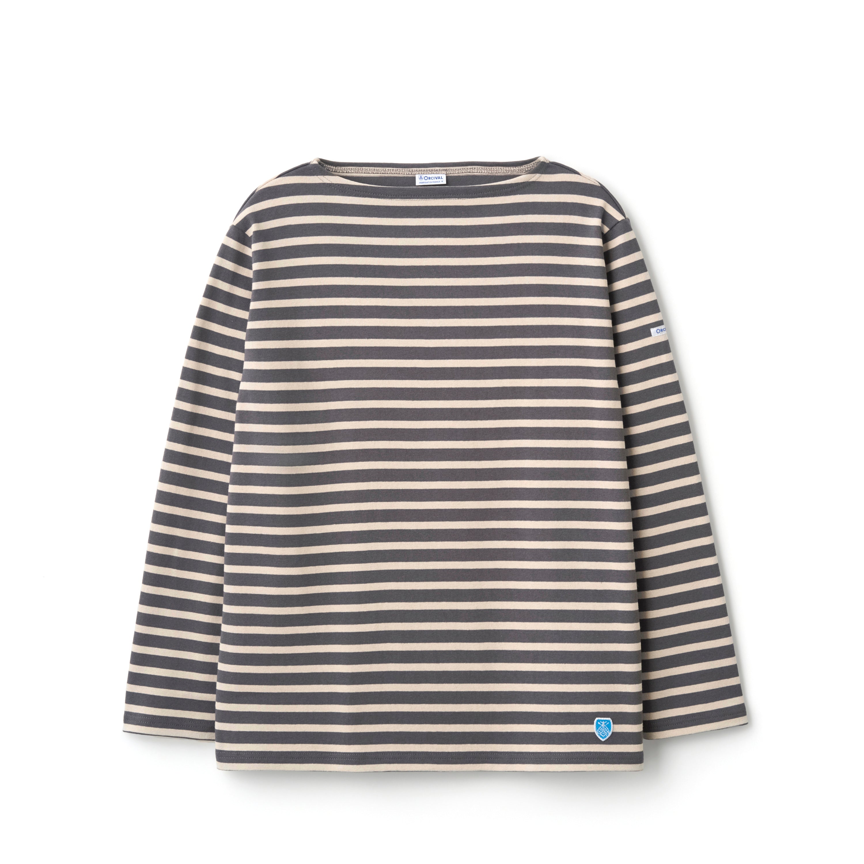 Cotton Lourd Boat Neck Basque Shirt Border