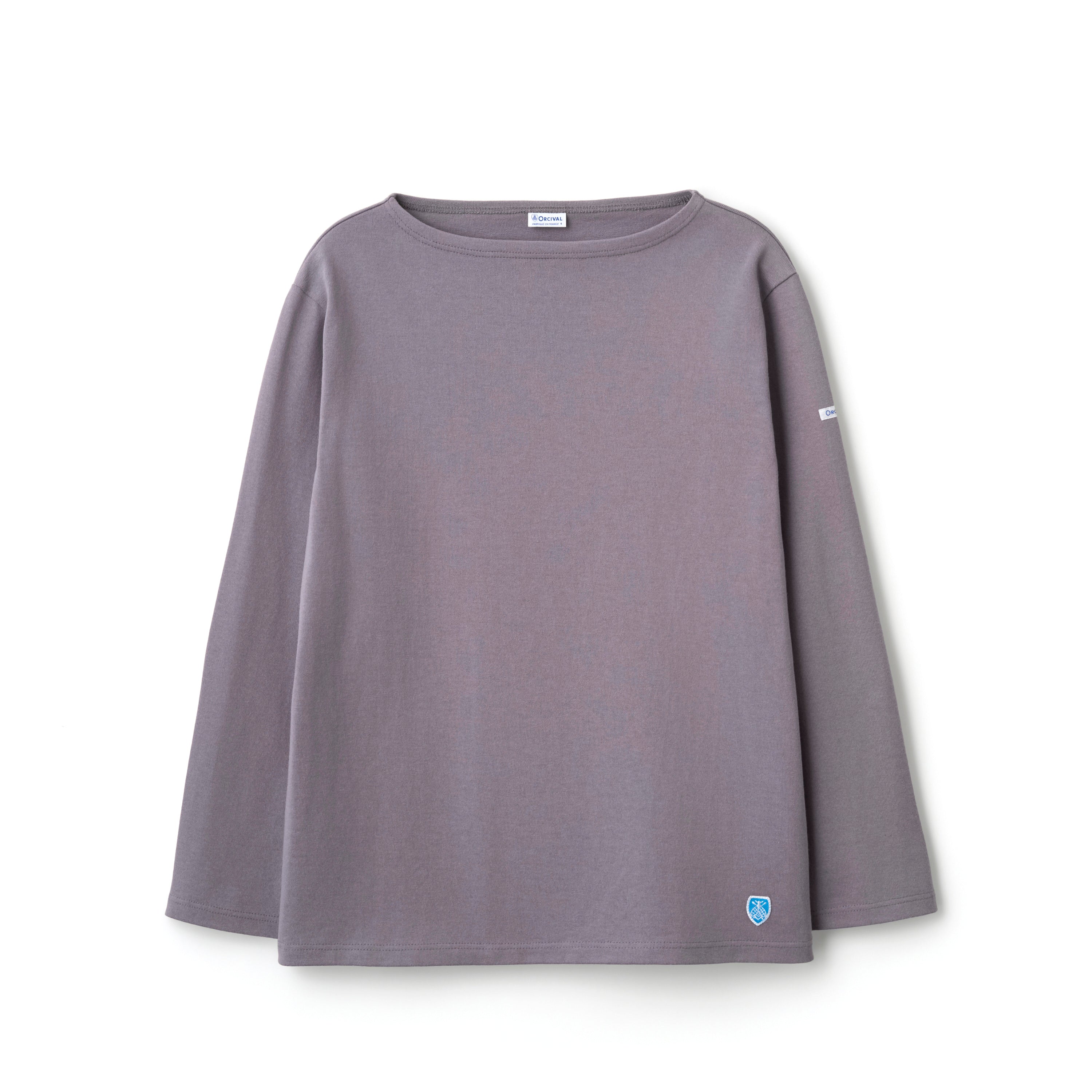Cotton Lourd Boat Neck Basque Shirt Solid