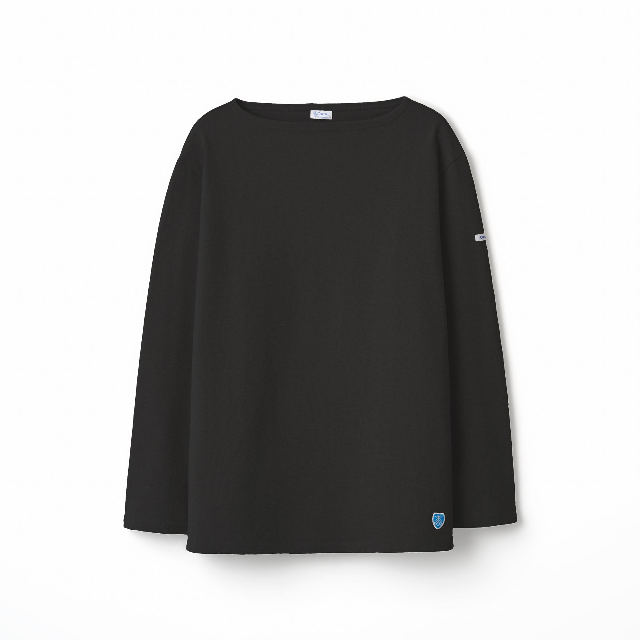 Cotton Lourd Boat Neck Basque Shirt Solid