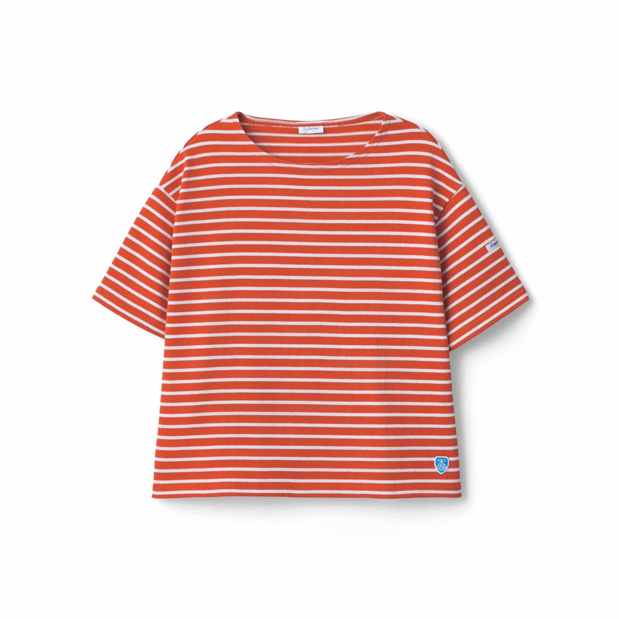 Women's Cotton Lourd Crew Neck Basque Shirt Narrow Border