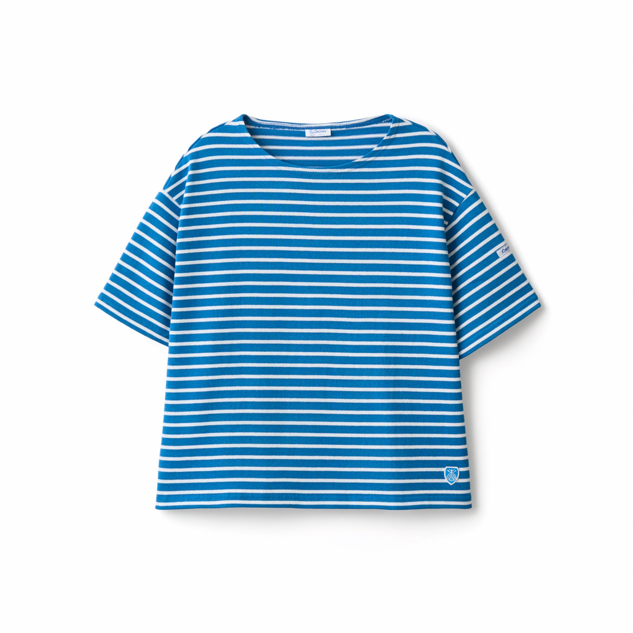 Women's Cotton Lourd Crew Neck Basque Shirt Narrow Border