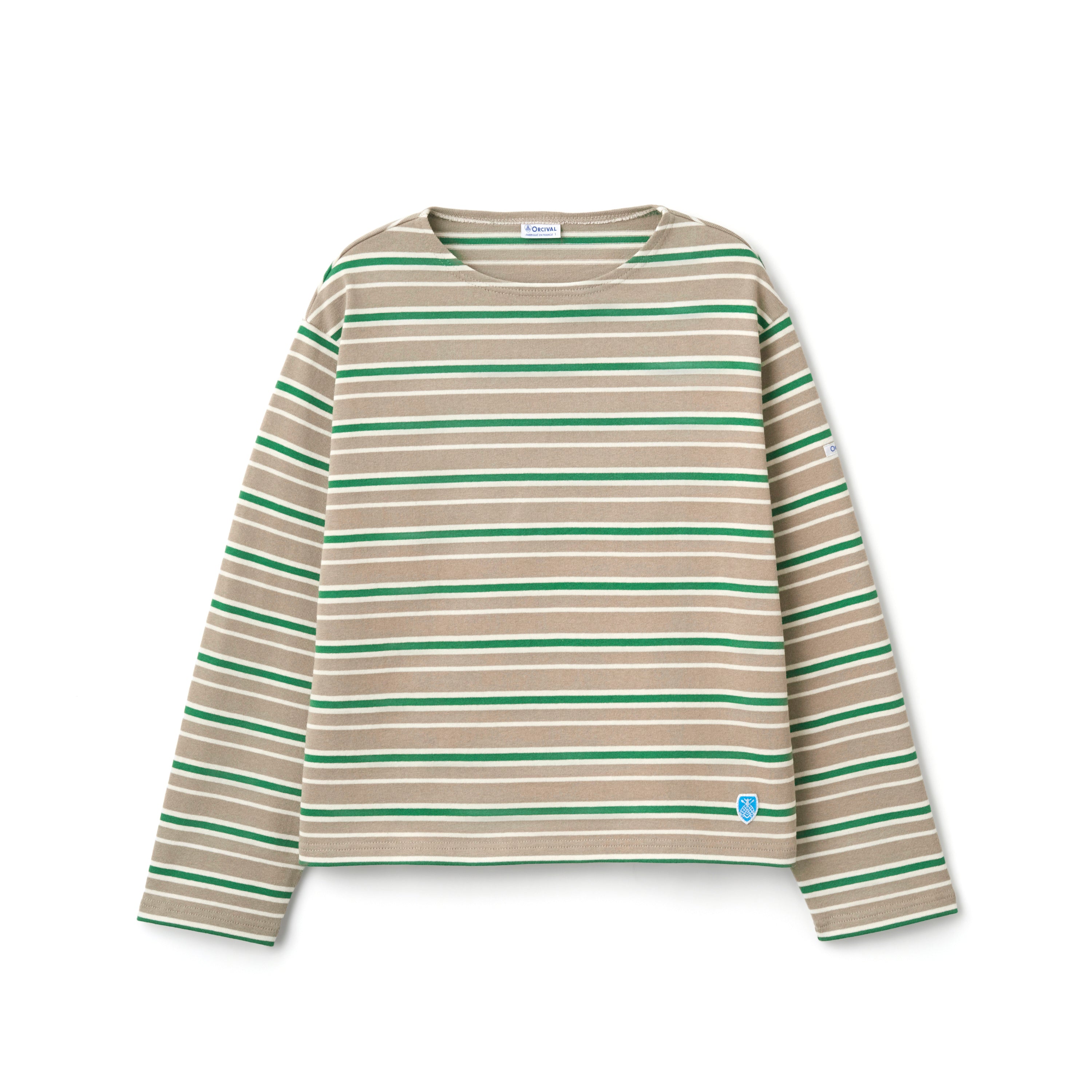 Women's Cotton Lourd Crew Neck Wide Basque Shirt Multi Border