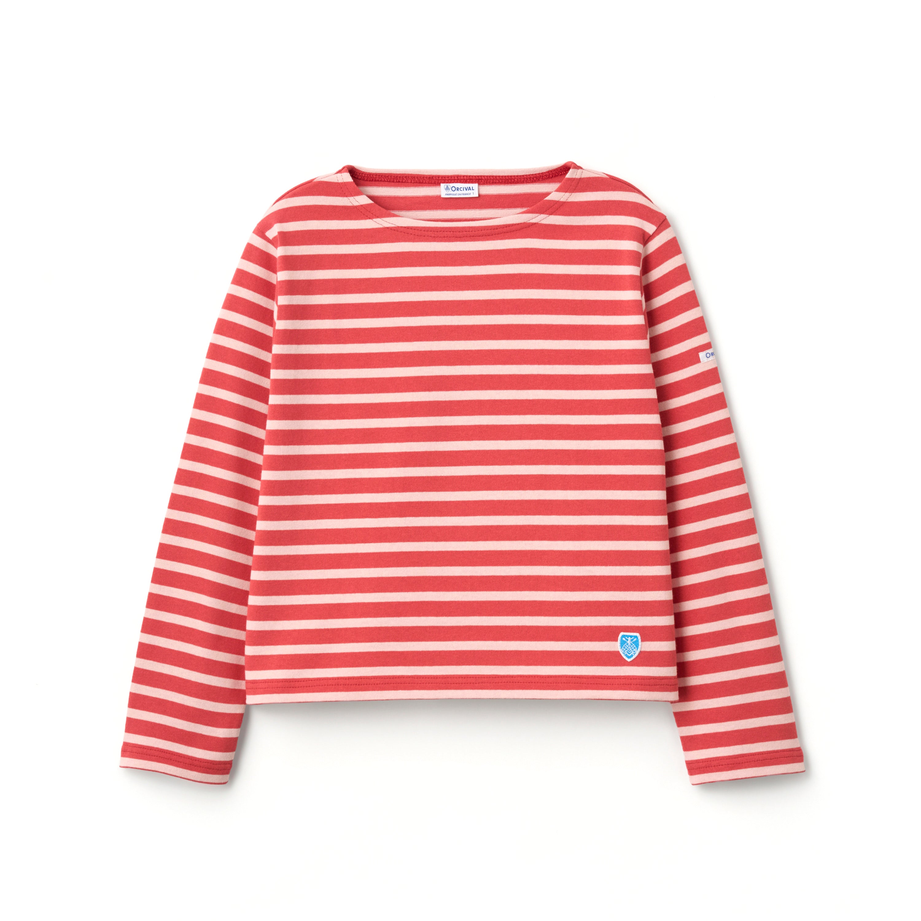 Women's Cotton Lourd Crew Neck Wide Basque Shirt Border