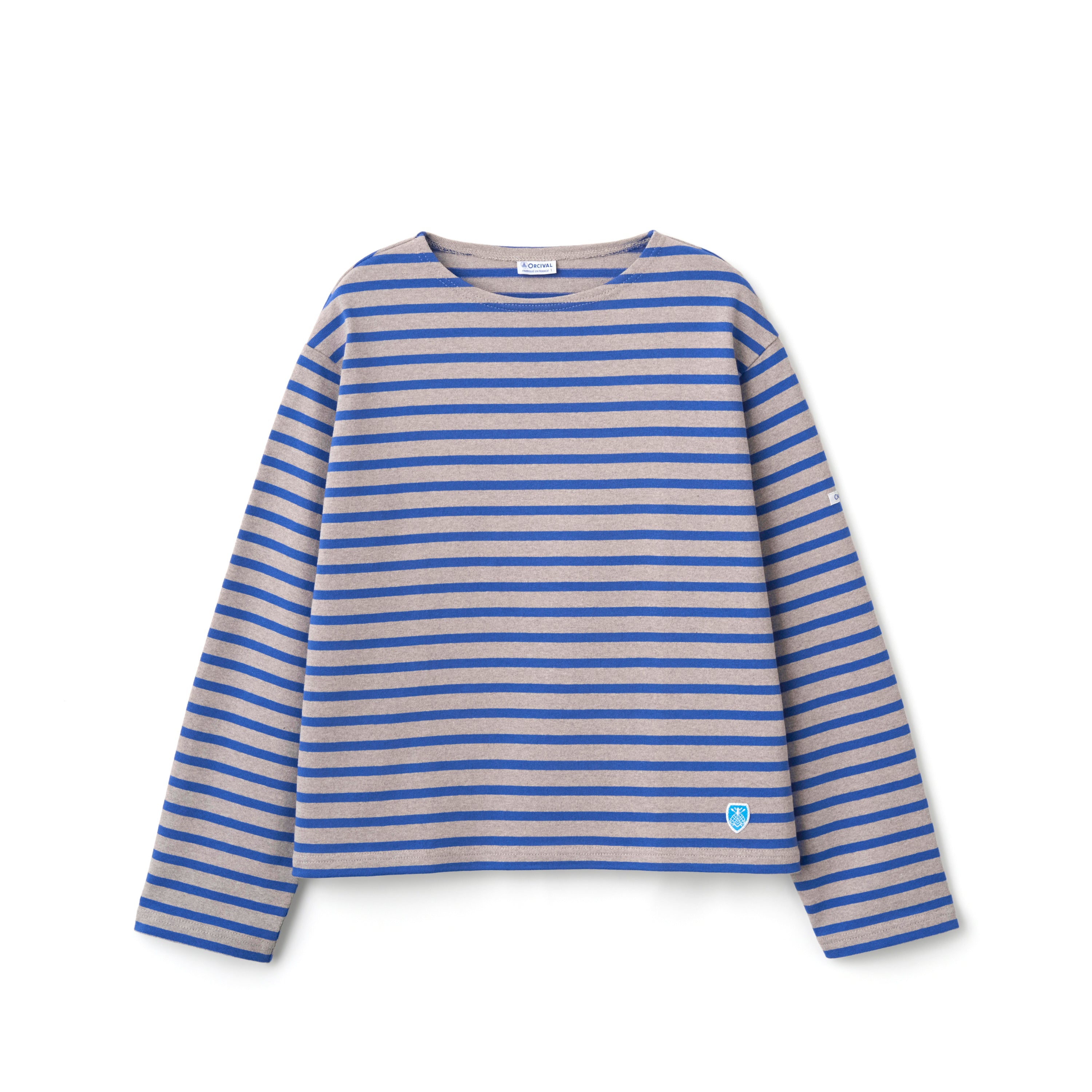 Women's Cotton Lourd Crew Neck Wide Basque Shirt Border