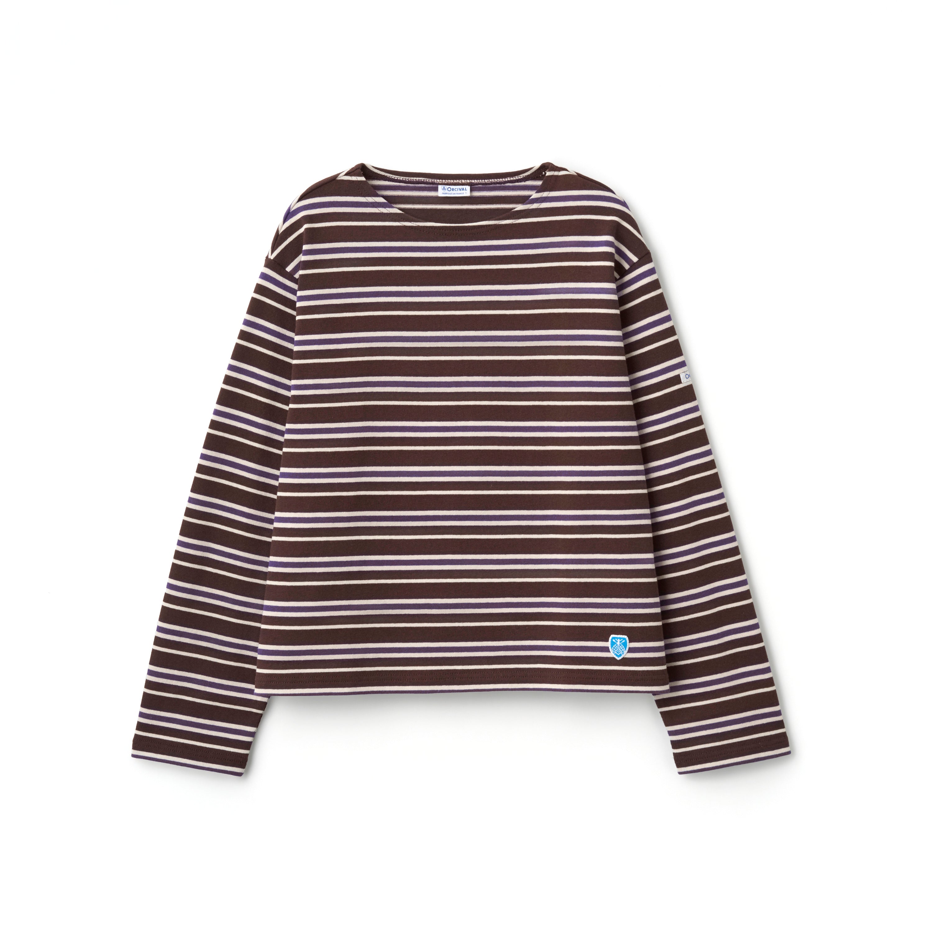 Women's Cotton Lourd Crew Neck Wide Basque Shirt Multi Border