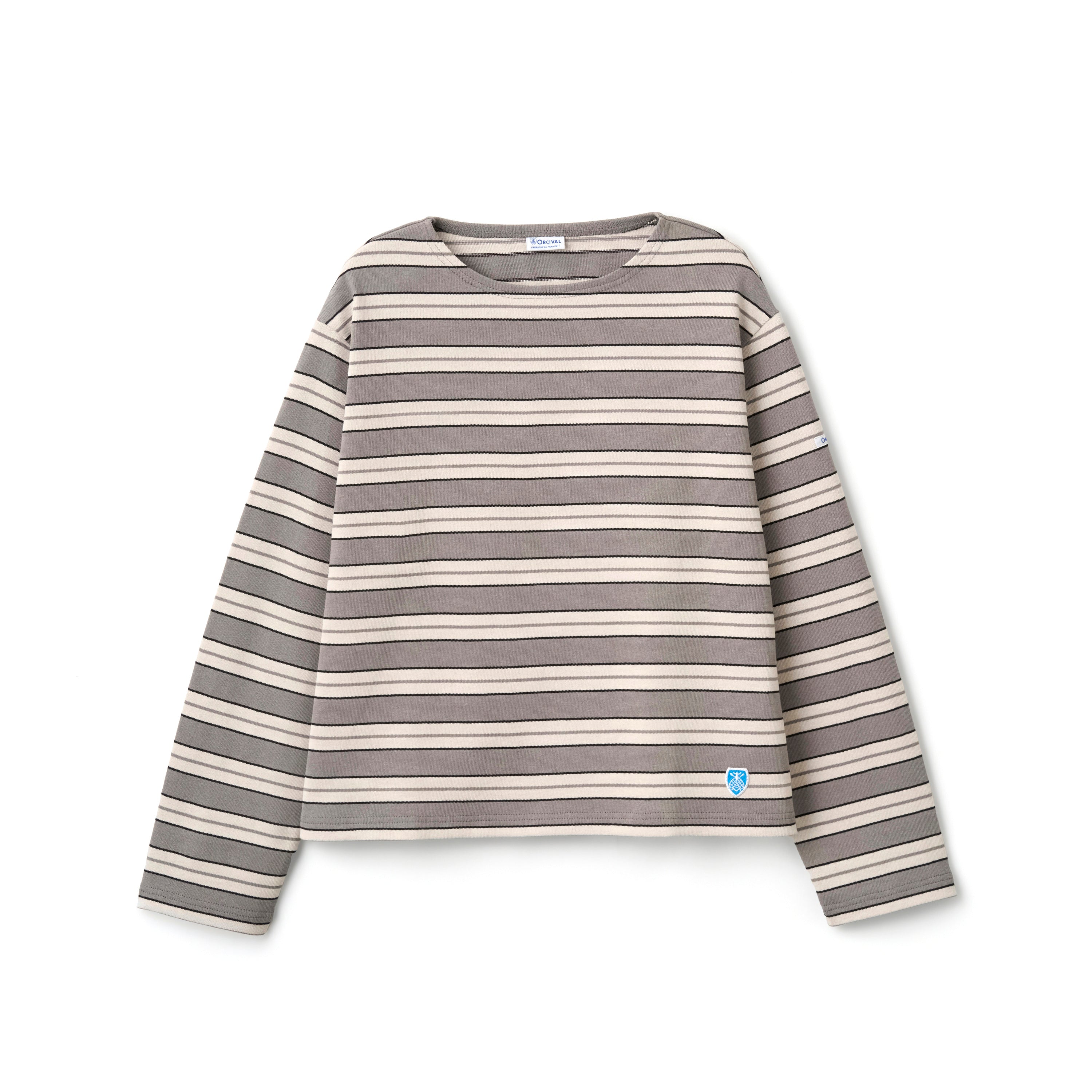 Women's Cotton Lourd Crew Neck Wide Basque Shirt Multi Border