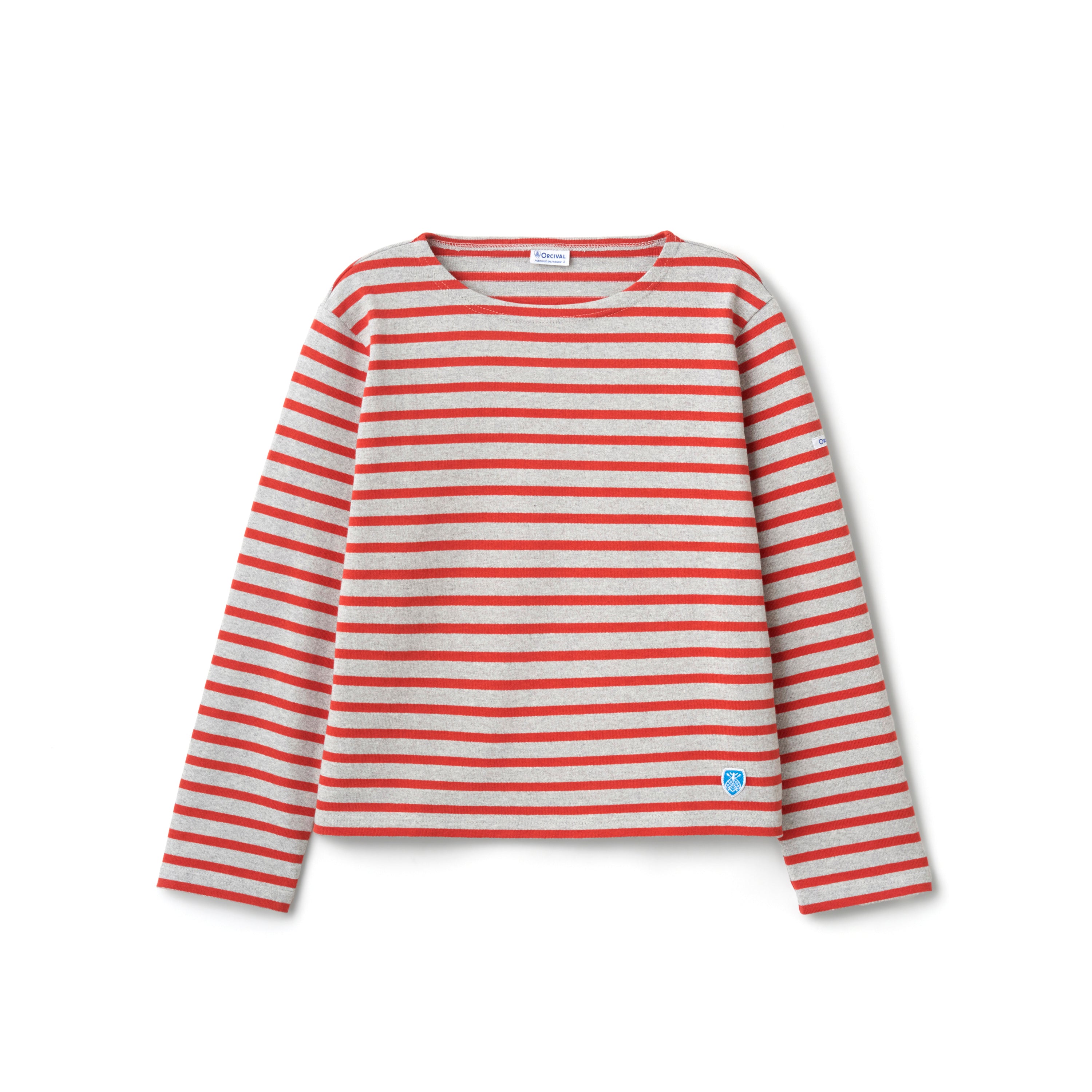 Women's Cotton Lourd Crew Neck Wide Basque Shirt Border