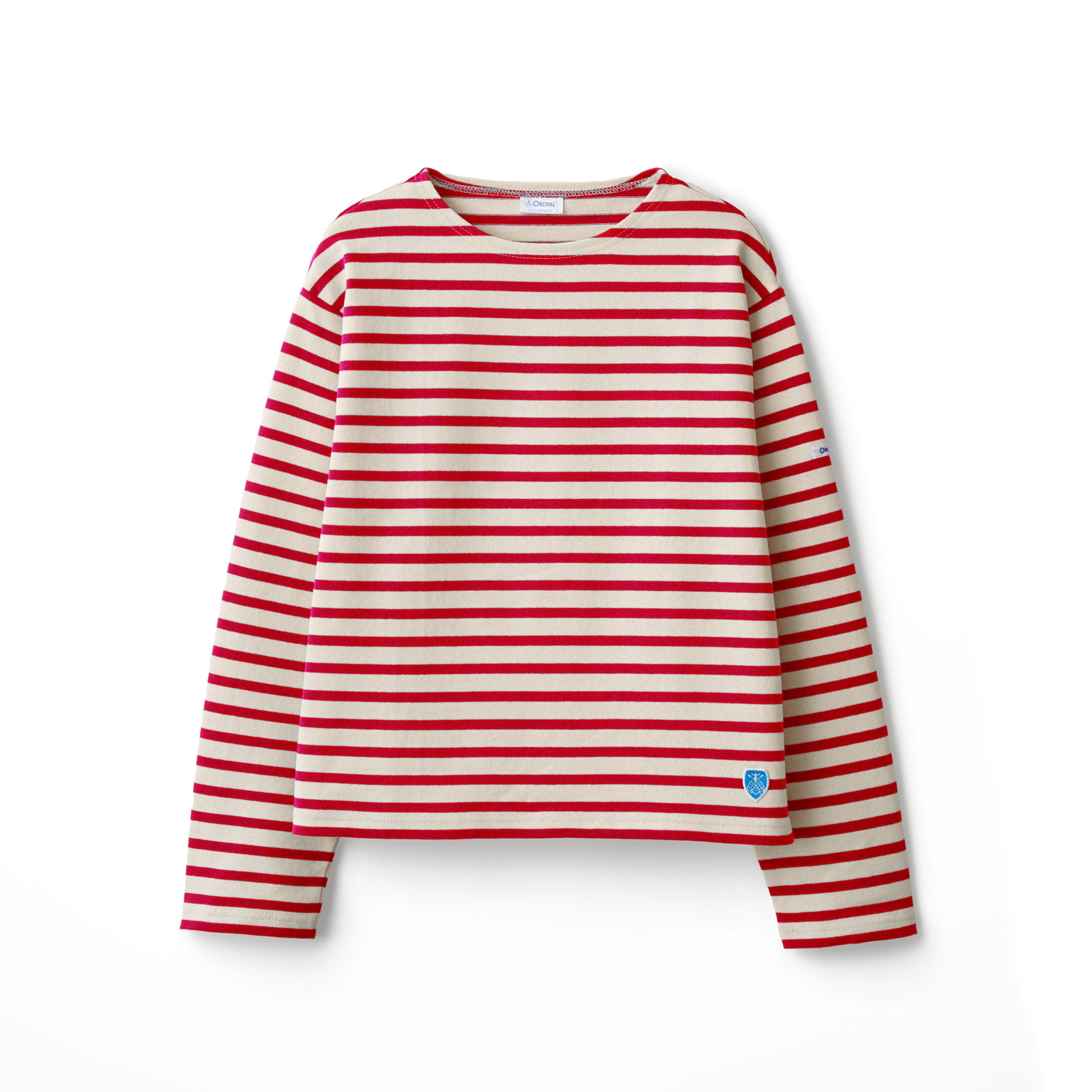 Women's Cotton Lourd Crew Neck Wide Basque Shirt Border｜ORCIVAL