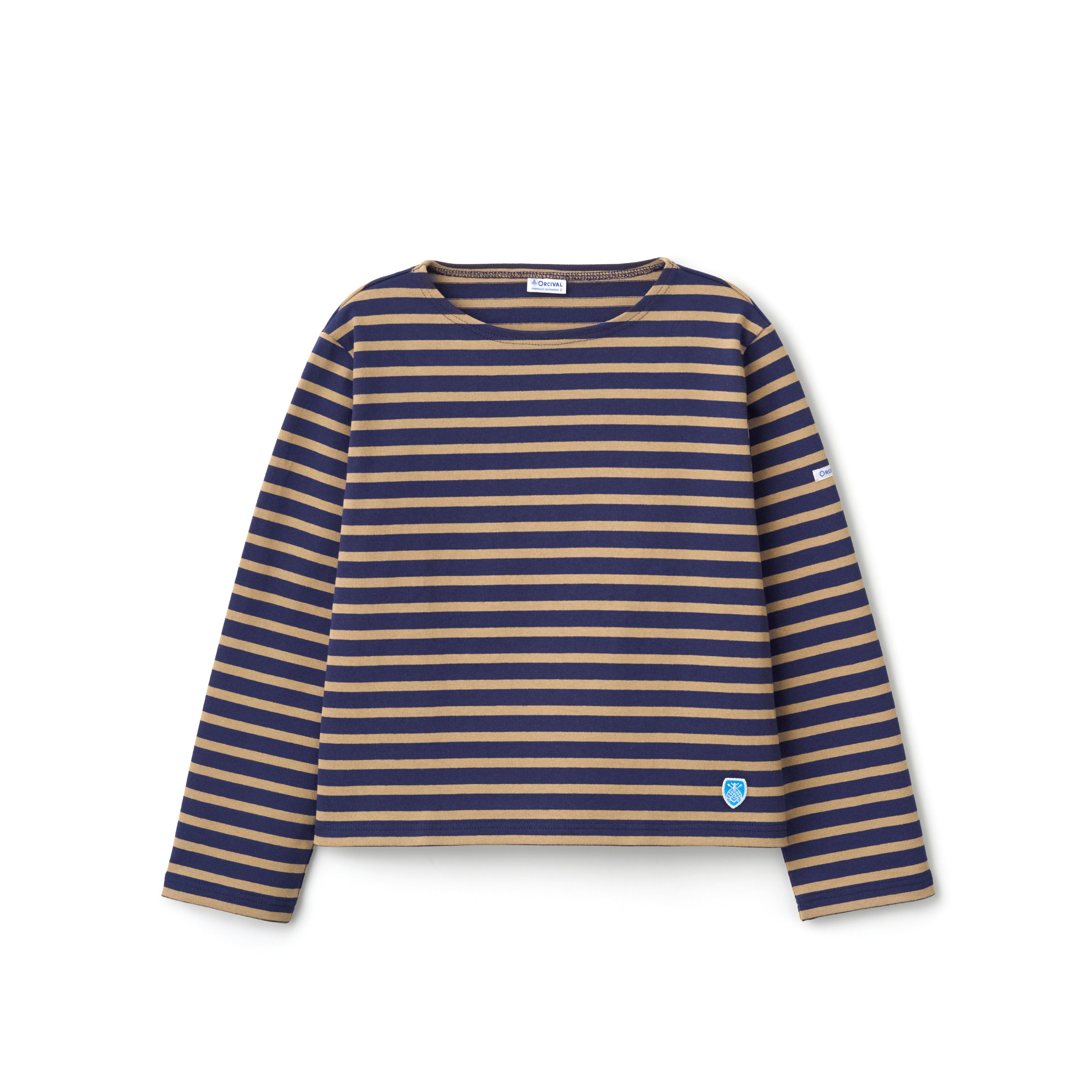 Women's Cotton Lourd Crew Neck Wide Basque Shirt Border