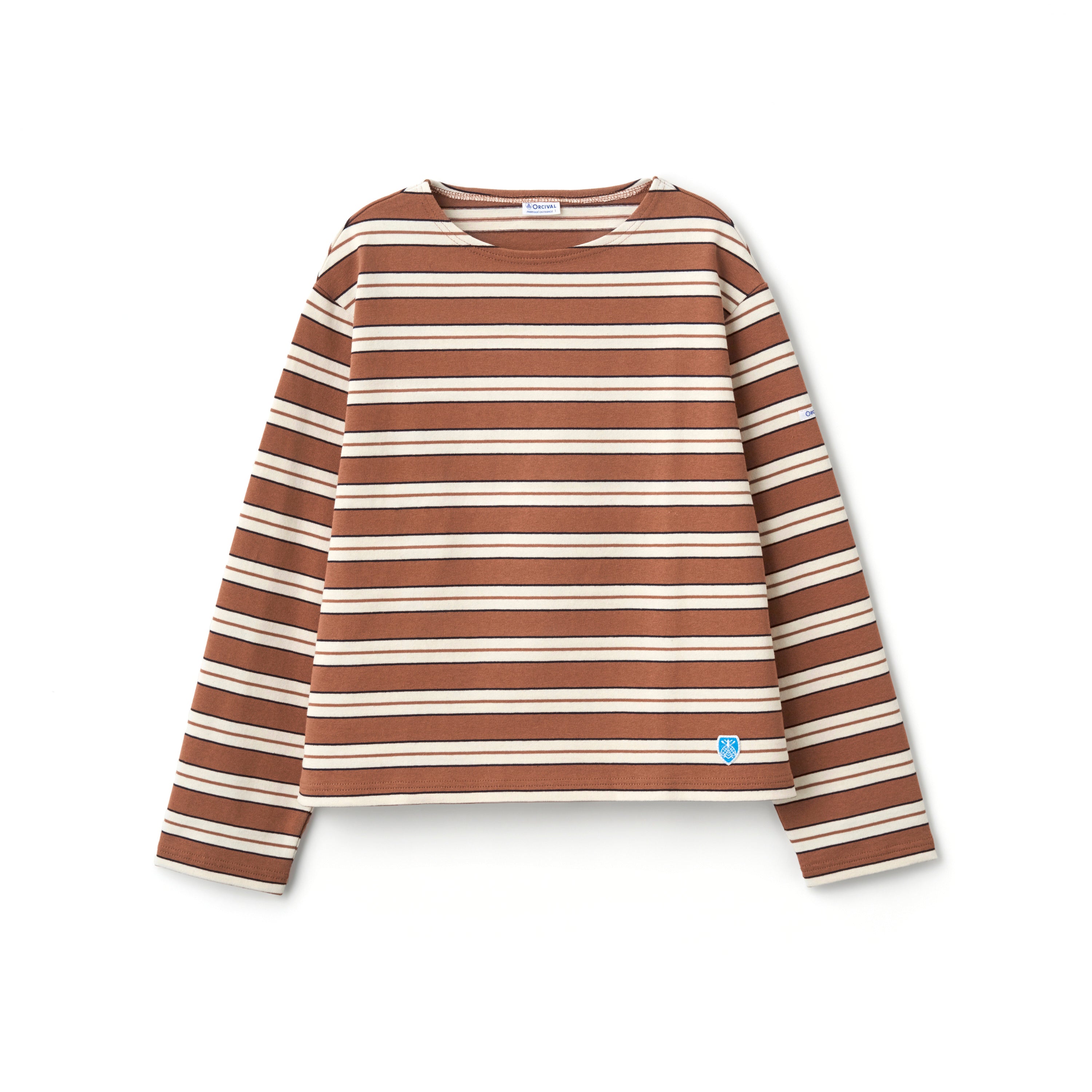 Women's Cotton Lourd Crew Neck Wide Basque Shirt Multi Border